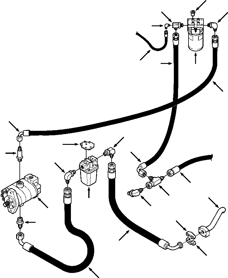 Crawler Bulldozers DRESSTA / TD-8H S/N P035501-P036254(TD8H) / DRIVE TRAIN PIPING FRAME TO STRAINER TO PUMP TO FILTER(07-006 : 07BHTD8H.001)