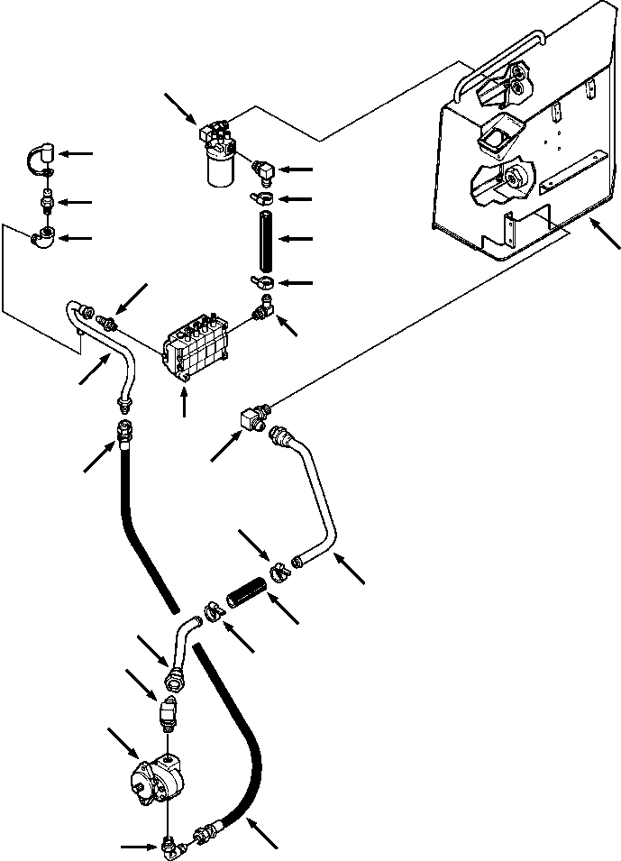 Crawler Bulldozers DRESSTA / TD-9H S/N P045501-P046274(TD9H) / HYDRAULIC PIPING - 45997 AND DOWN RESERVOIR TO PUMP TO CONTROL VALVE(10-002 : 10ADTD9H.001)