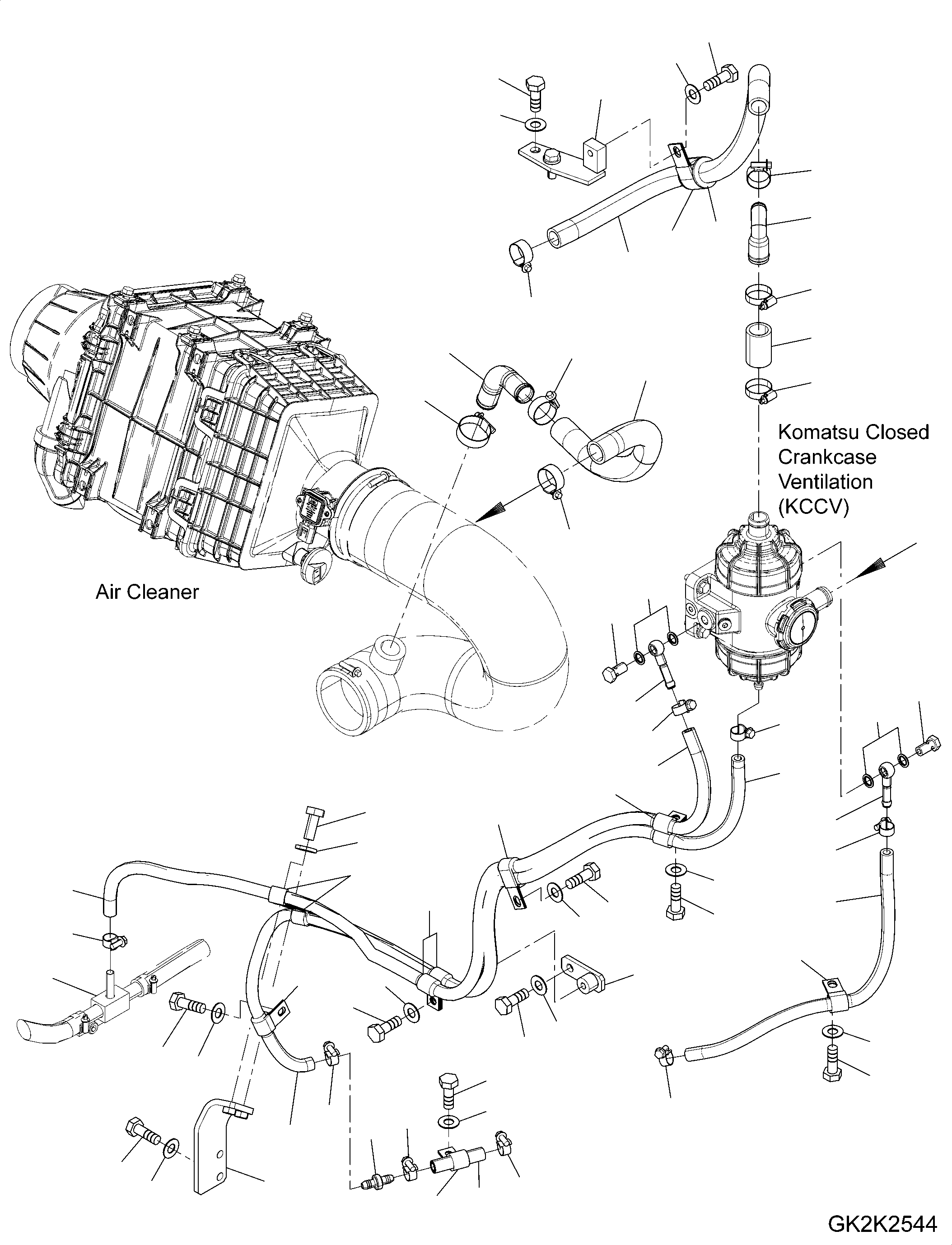 Wheel Loaders Komatsu / WA80M-7 S/N H62051 - UP(WA00001H) / Engine Related Parts, Komatsu Closed Crankcase Ventilation (KCCV) Piping(B001006 : A4000-001006)