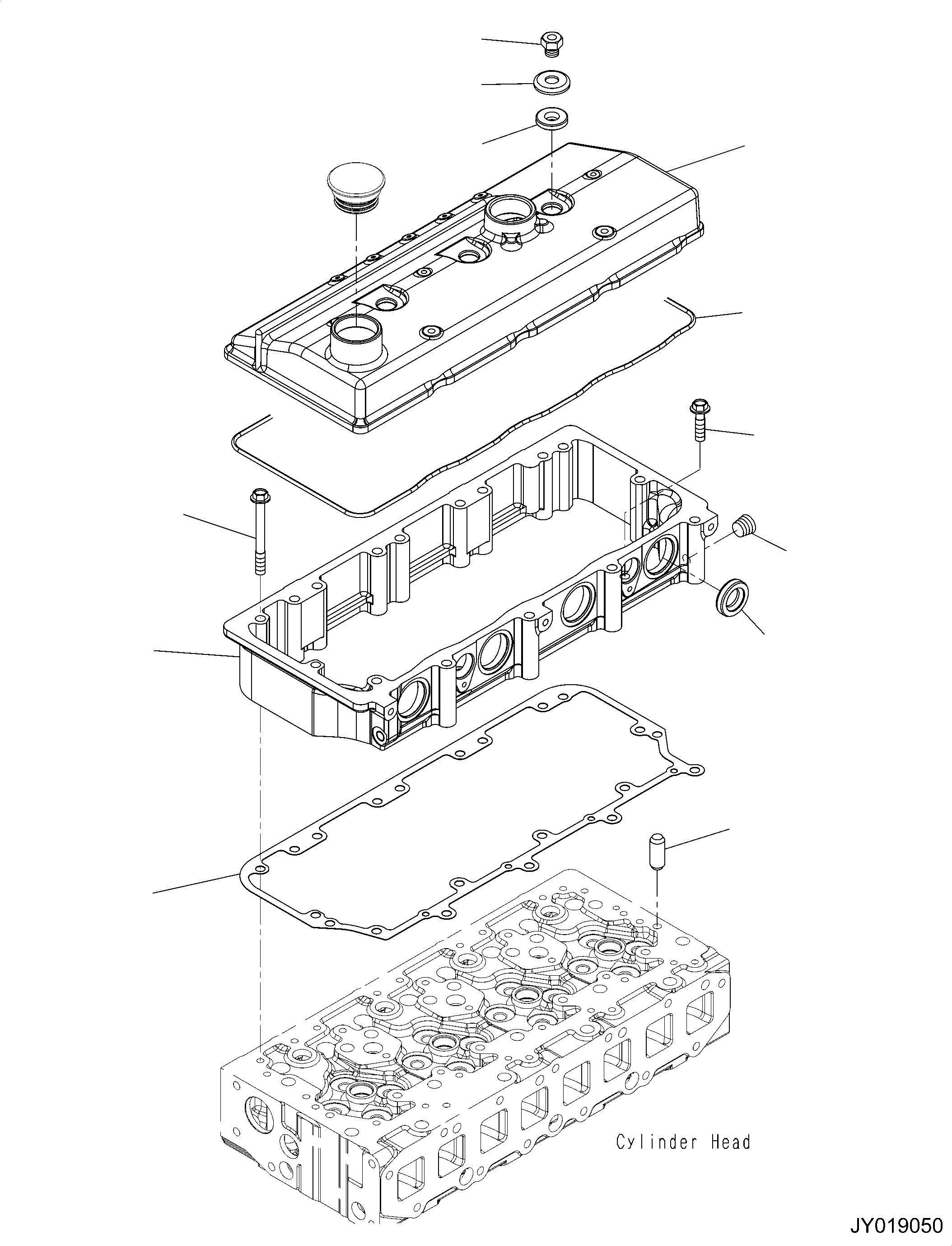 Komatsu parts book diagram for SAA4D95LE-6CH S/N 705134-UP (For WA80M-7): CYLINDER HEAD COVER