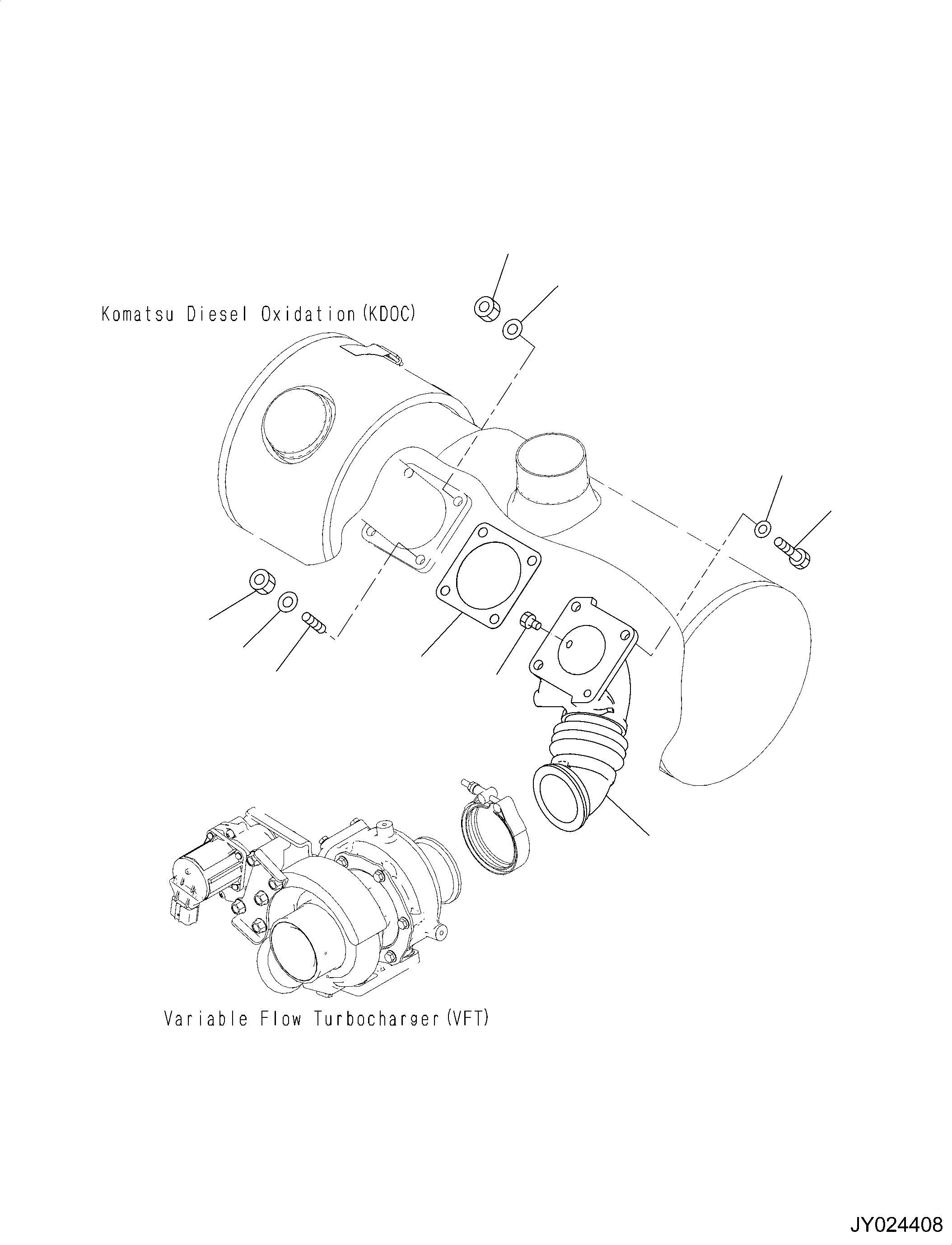 Komatsu parts book diagram for SAA4D95LE-6CH S/N 705134-UP (For WA80M-7): KOMATSU DIESEL OXIDATION CATALYST (KDOC) PIPING