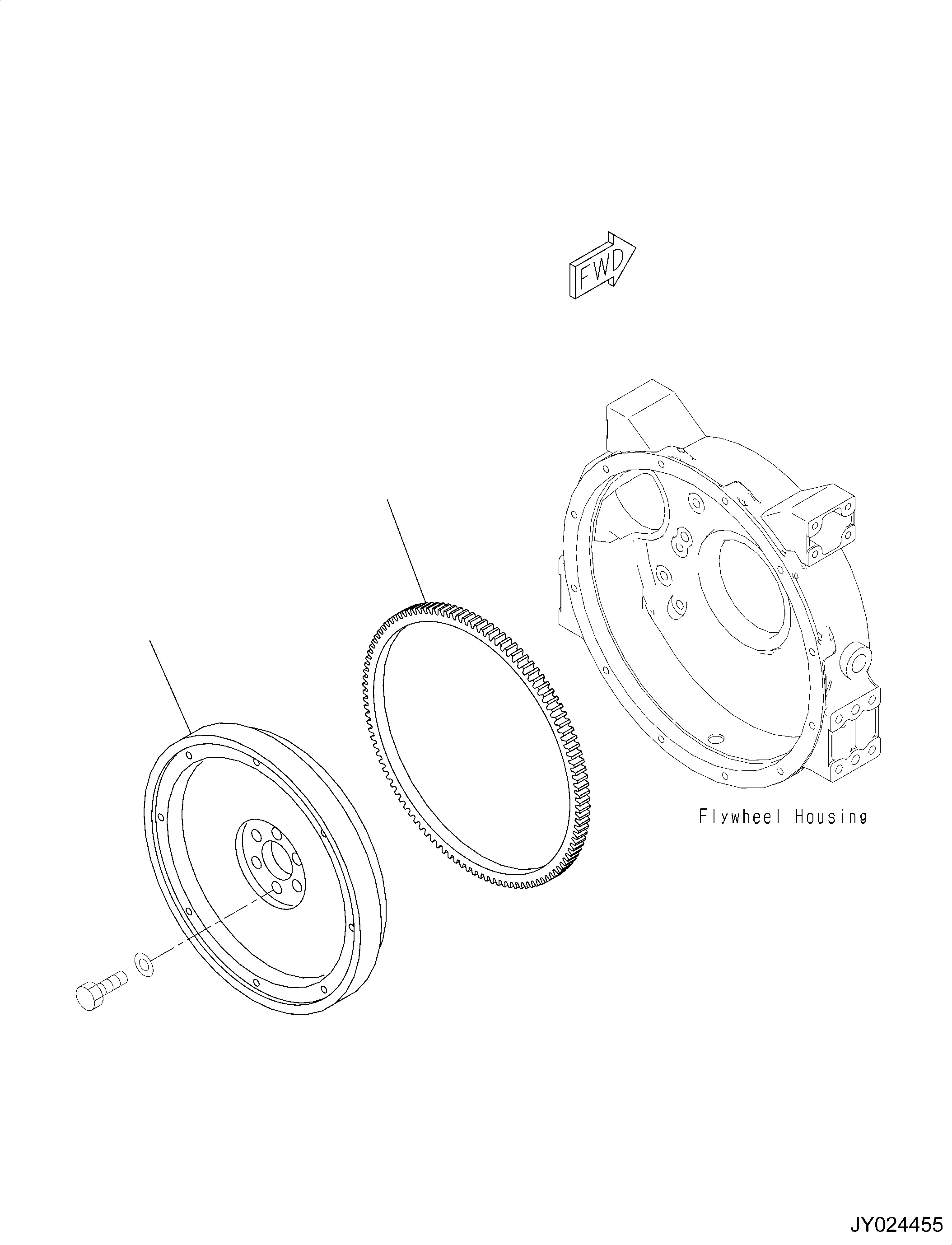 Komatsu parts book diagram for SAA4D95LE-6CH S/N 705134-UP (For WA80M-7): FLYWHEEL