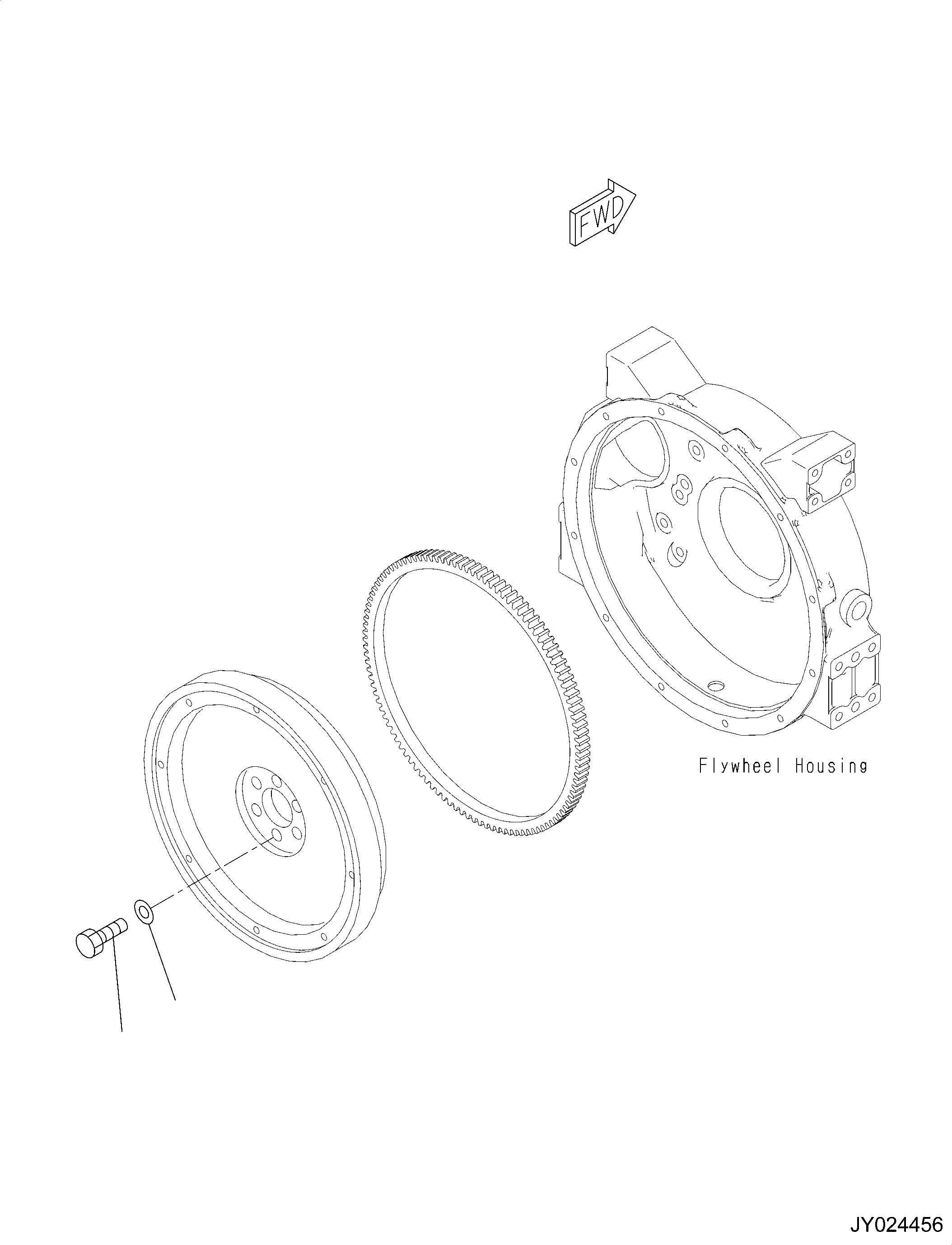 Komatsu parts book diagram for SAA4D95LE-6CH S/N 705134-UP (For WA80M-7): FLYWHEEL MOUNTING