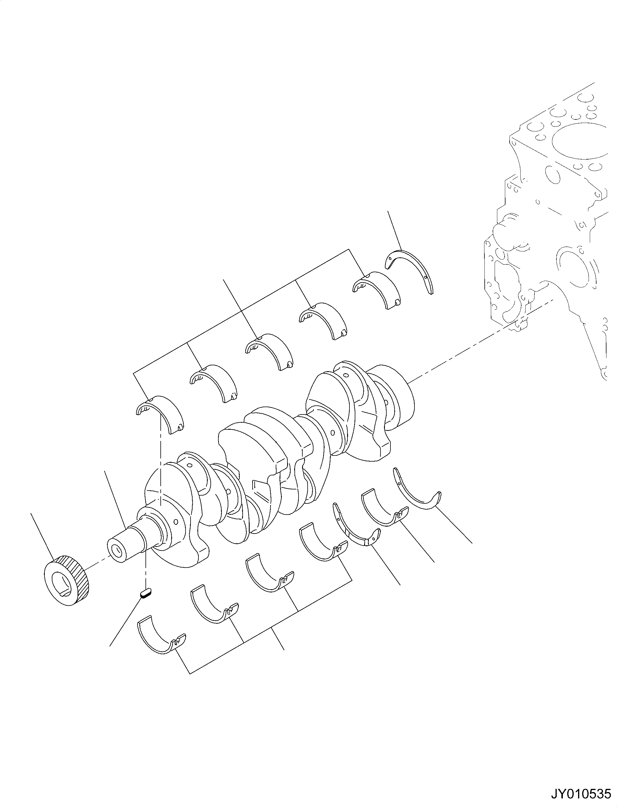 Komatsu parts book diagram for SAA4D95LE-6CH S/N 705134-UP (For WA80M-7): CYLINDER BLOCK, CRANKSHAFT