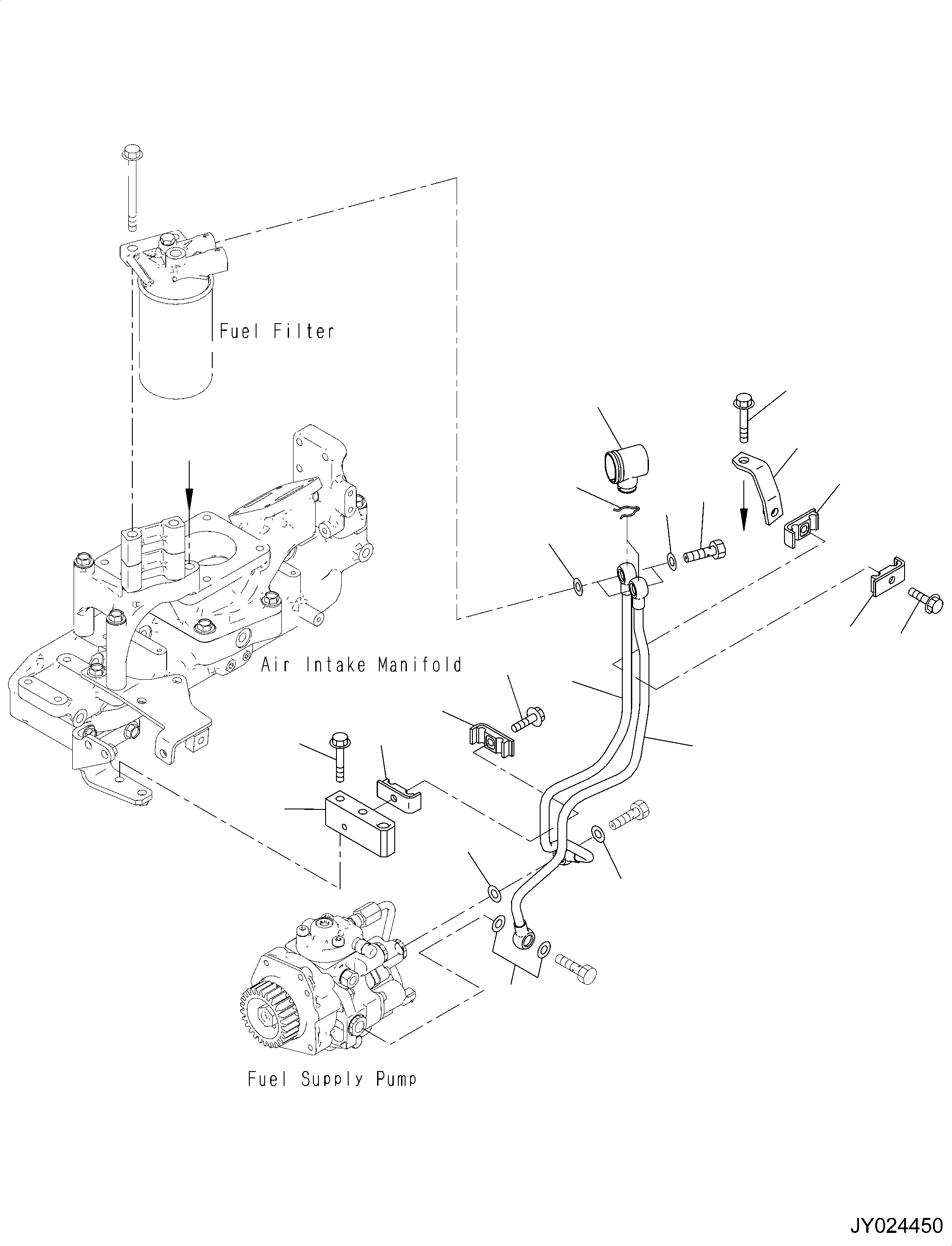 Komatsu parts book diagram for SAA4D95LE-6CH S/N 705134-UP (For WA80M-7): FUEL FILTER PIPING