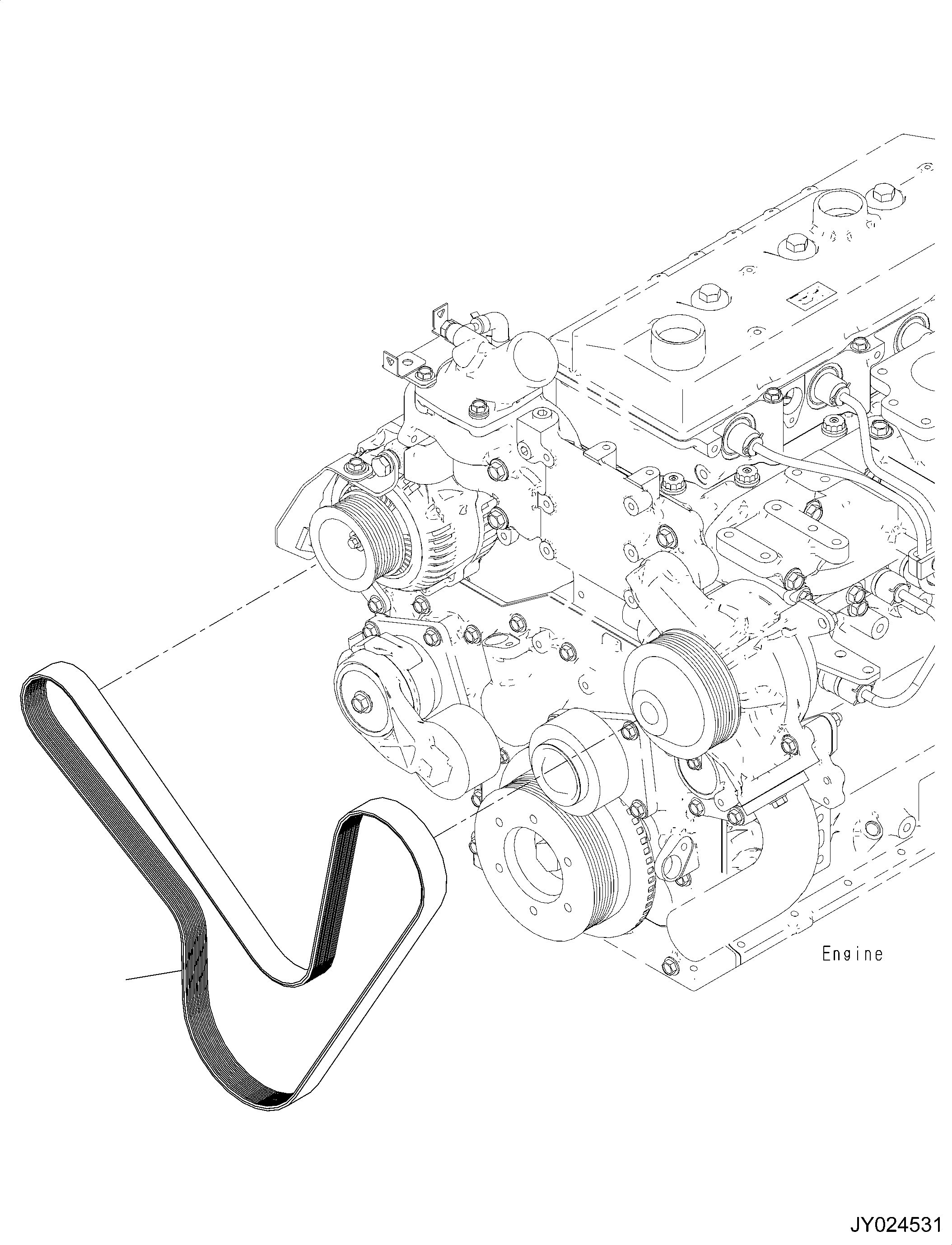Komatsu parts book diagram for SAA4D95LE-6CH S/N 705134-UP (For WA80M-7): WATER PUMP DRIVE BELT
