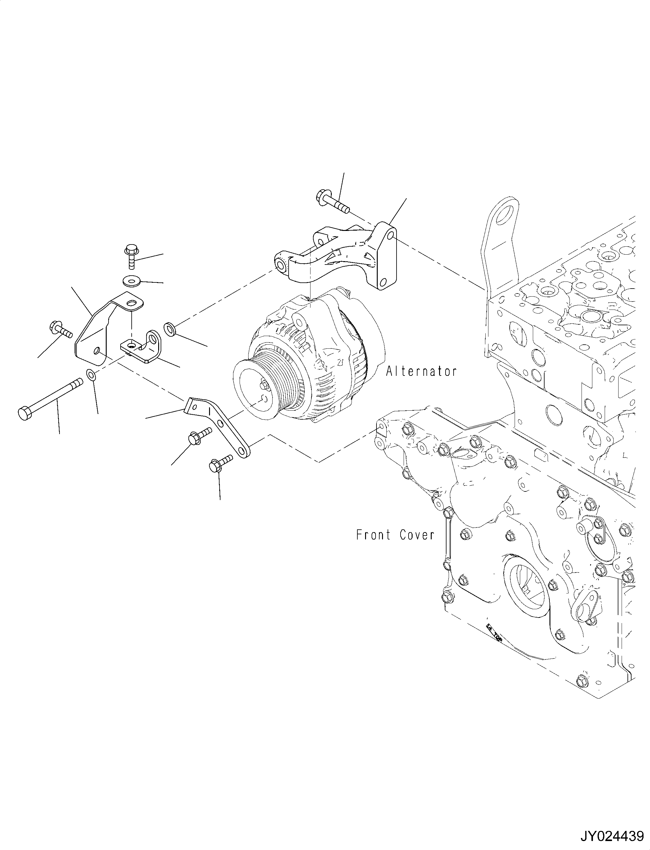 Komatsu parts book diagram for SAA4D95LE-6CH S/N 705134-UP (For WA80M-7): ALTERNATOR MOUNTING, 120AMP.