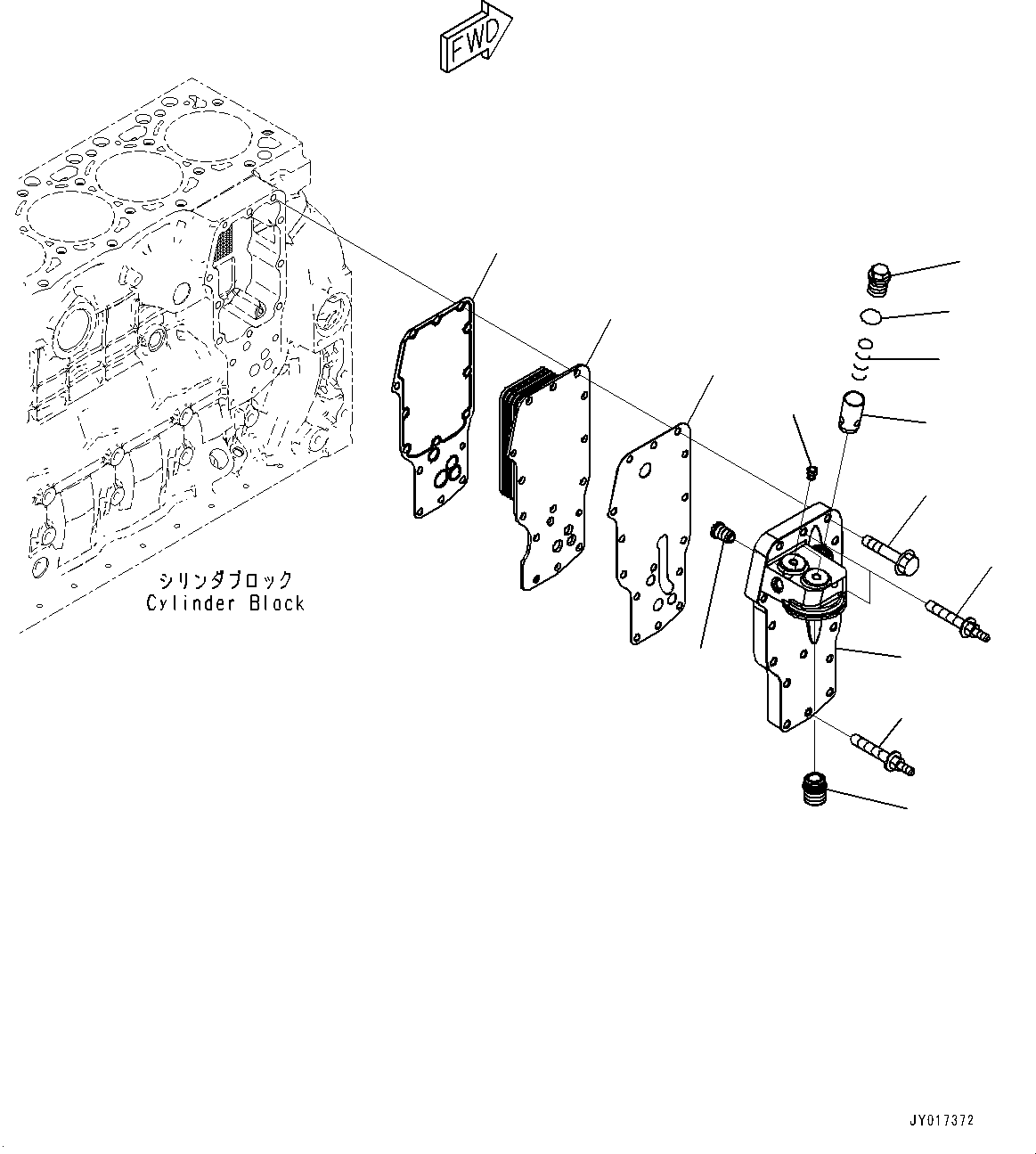 Engines Komatsu / SAA6D107E-3E S/N 26634517-UP (For WA380-8)(WA00008H) / Engine Oil Cooler(C004001 : ALC00-001001)