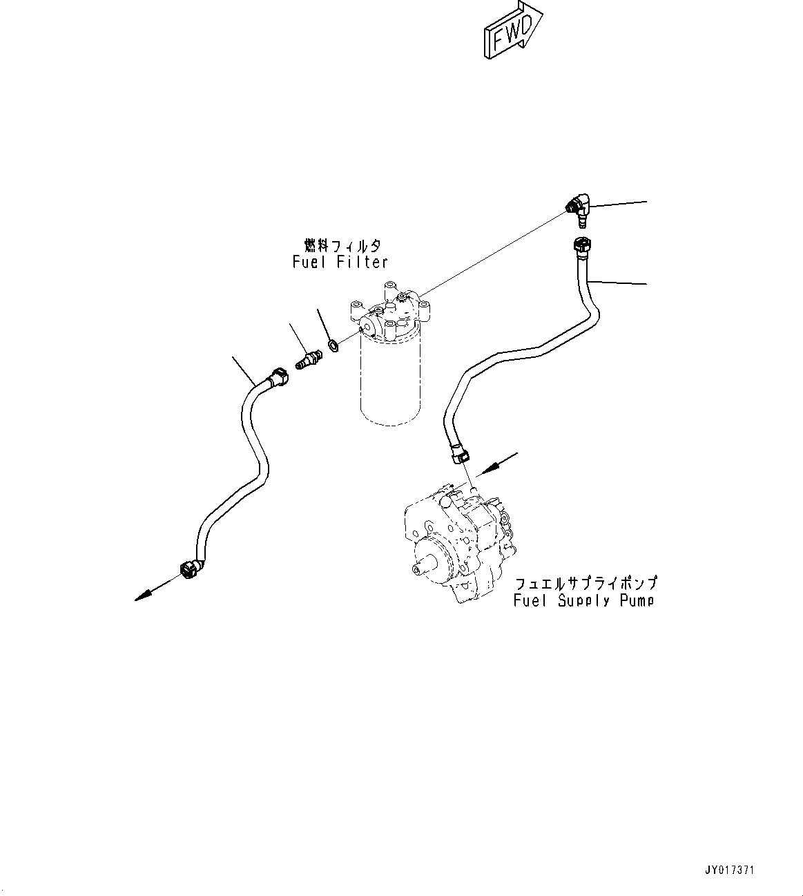 Engines Komatsu / SAA6D107E-3E S/N 26634517-UP (For WA380-8)(WA00008H) / Fuel Filter Piping(D001001 : AFF20-001001)