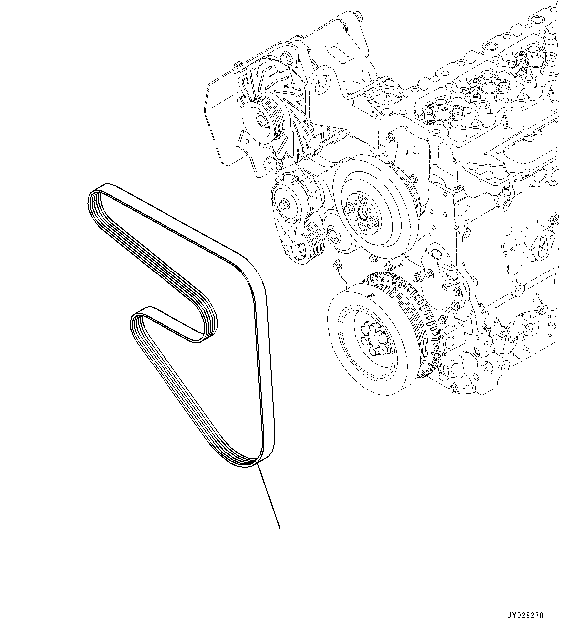 Engines Komatsu / SAA6D107E-3E S/N 26634517-UP (For WA380-8)(WA00008H) / Cooling Fan Belt(E003001 : AWP10-001001)