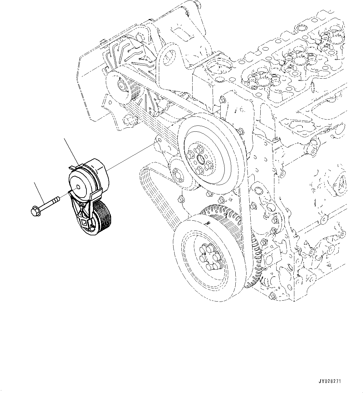 Engines Komatsu / SAA6D107E-3E S/N 26634517-UP (For WA380-8)(WA00008H) / Cooling Fan Belt Tensioner(E004001 : AWP20-001001)