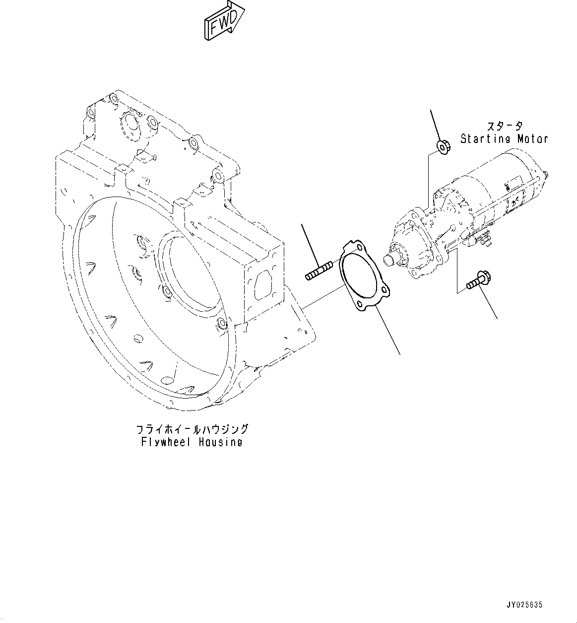 Engines Komatsu / SAA6D107E-3H S/N 26644419-UP (For WA270-8)(WA00017H) / Starting Motor Mounting, 5.5KW(F002001 : ASM00-001001)