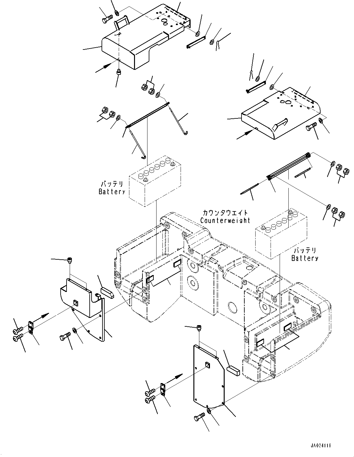 Wheel Loaders Komatsu / WA320-8 S/N H70051-UP(WA00019H) / Battery Box, without License Plate Lamp, Cover (#..-)(E003001 : E0120-002001)