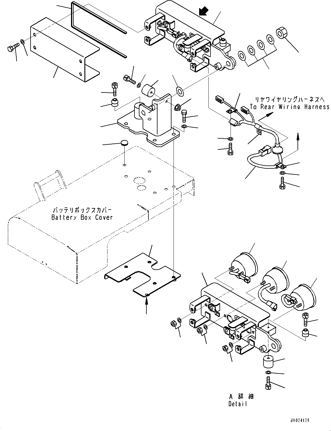 Wheel Loaders Komatsu / WA320-8 S/N H70051-UP(WA00019H) / Battery Box, without License Plate Lamp, Rear Combination Lamp. R.H. (#..-)(E003003 : E0120-002003)