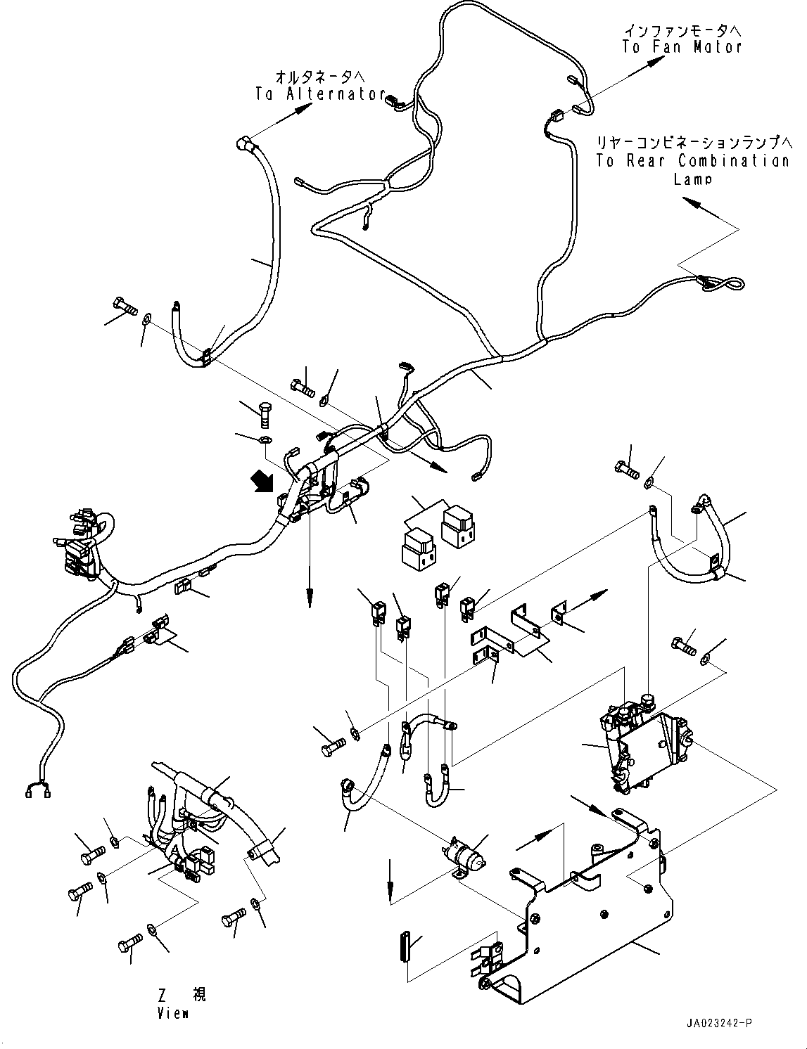 Wheel Loaders Komatsu / WA320-8 S/N H70051-UP(WA00019H) / Front Wiring Harness, with High Lift Boom, Wiring Harness (#H70159-)(E008001 : E0200-004001)