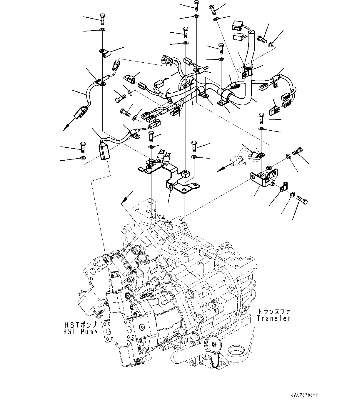Wheel Loaders Komatsu / WA320-8 S/N H70051-UP(WA00019H) / Front Wiring Harness, with High Lift Boom, Angle Sensor (#H70159-)(E008004 : E0200-004004)