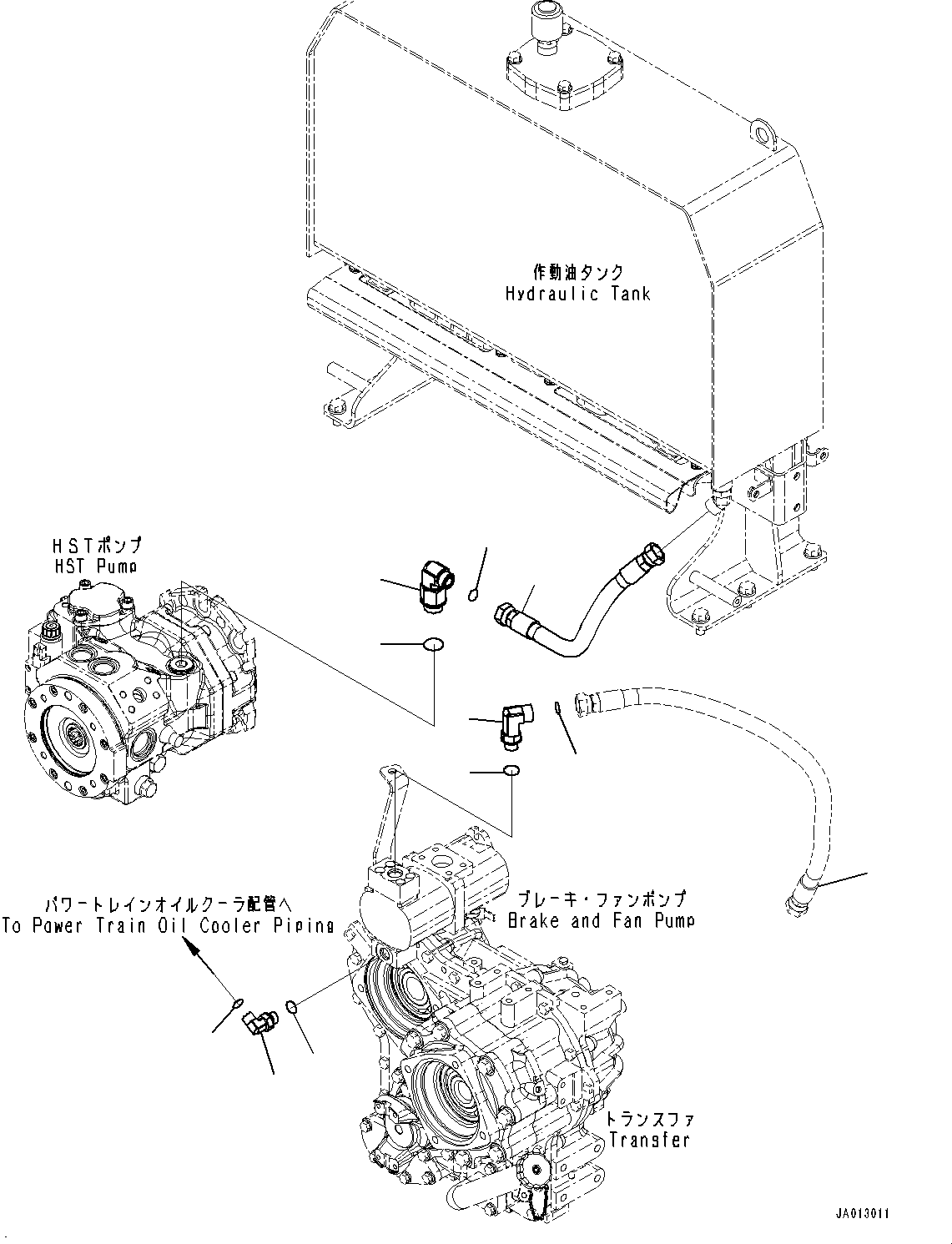 Wheel Loaders Komatsu / WA320-8 S/N H70051-UP(WA00019H) / Hydrostatic Transmission (HST) Oil Piping, Transfer Piping and HST Pump Drain(F003006 : F2760-001006)