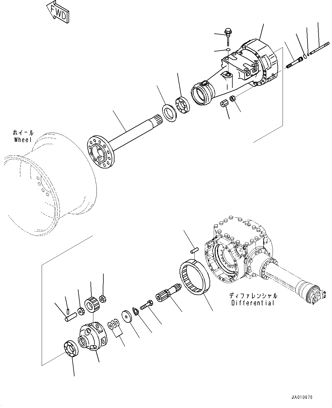 Wheel Loaders Komatsu / WA320-8 S/N H70051-UP(WA00019H) / Front Axle, without Limited Slip Differential, Final Drive and Housing, L.H.(F005001 : F4400-001001)