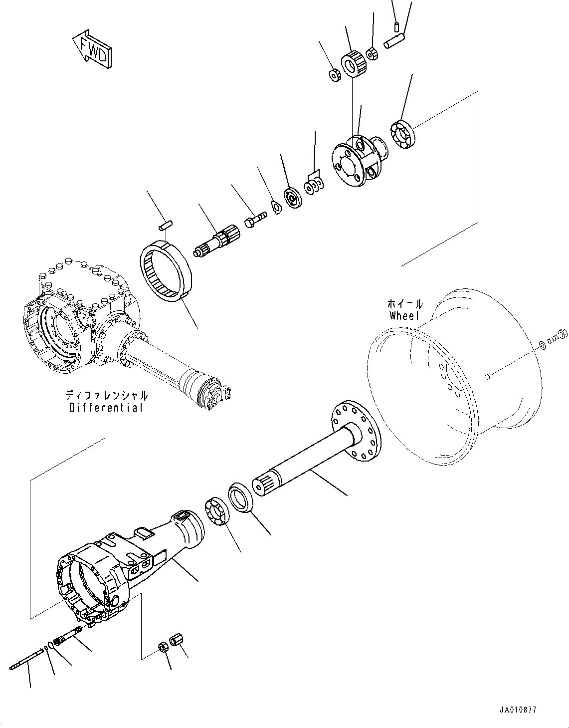 Wheel Loaders Komatsu / WA320-8 S/N H70051-UP(WA00019H) / Front Axle, without Limited Slip Differential, Final Drive and Housing, R.H.(F005002 : F4400-001002)