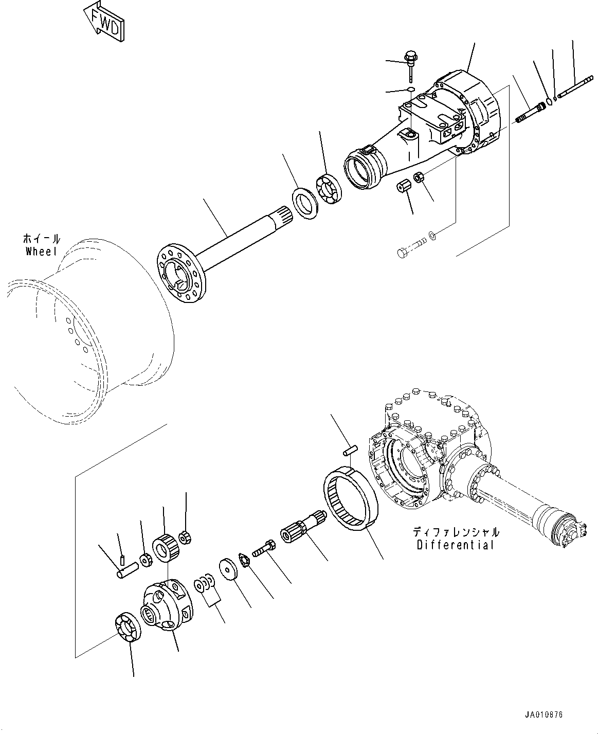 Wheel Loaders Komatsu / WA320-8 S/N H70051-UP(WA00019H) / Front Axle, with Limited Slip Differential, Final Drive and Housing, L.H.(F006001 : F4400-002001)