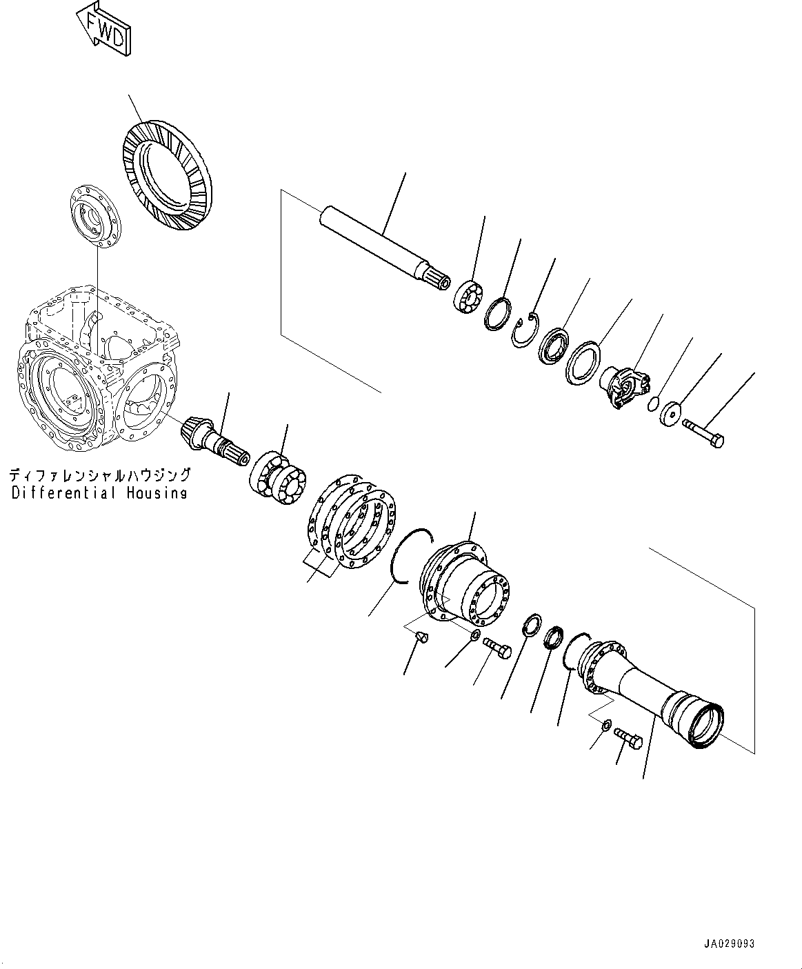 Wheel Loaders Komatsu / WA320-8 S/N H70051-UP(WA00019H) / Front Axle, with Limited Slip Differential, Differential, Pinion and Cage(F006003 : F4400-002003)