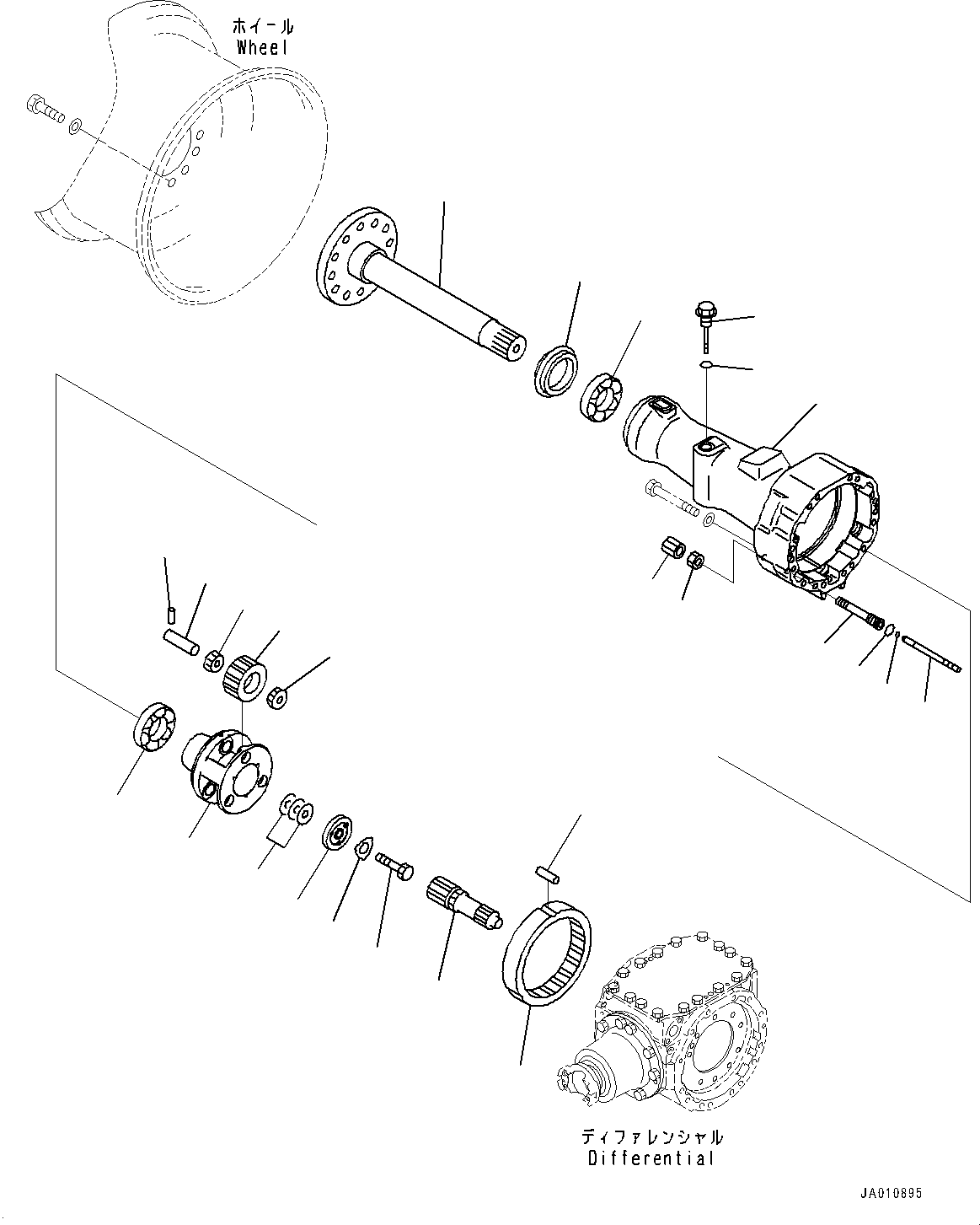 Wheel Loaders Komatsu / WA320-8 S/N H70051-UP(WA00019H) / Rear Axle, with Limited Slip Differential, Final Drive and Housing, R.H.(F009002 : F4500-002002)