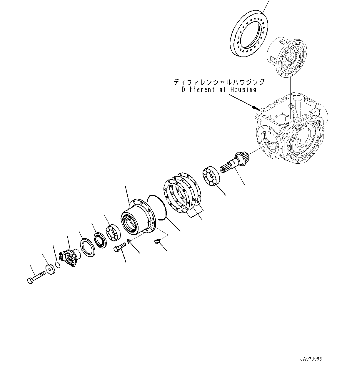 Wheel Loaders Komatsu / WA320-8 S/N H70051-UP(WA00019H) / Rear Axle, with Limited Slip Differential, Differential, Pinion and Cage(F009003 : F4500-002003)