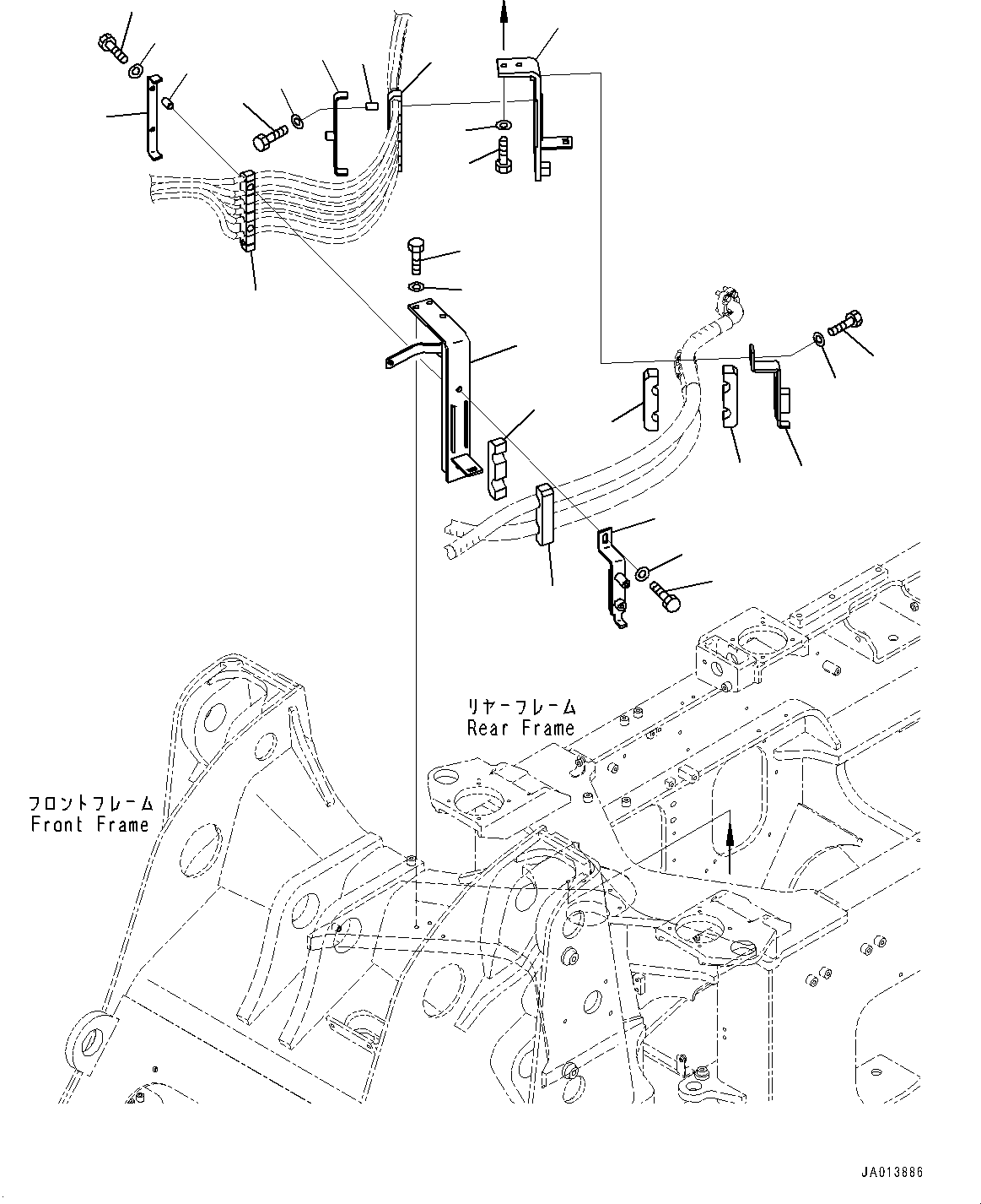 Wheel Loaders Komatsu / WA320-8 S/N H70051-UP(WA00019H) / Hydraulic Piping, with High Lift Boom, without Quick Coupler, Piping Mounting (1/2)(H026008 : H4200-016007)