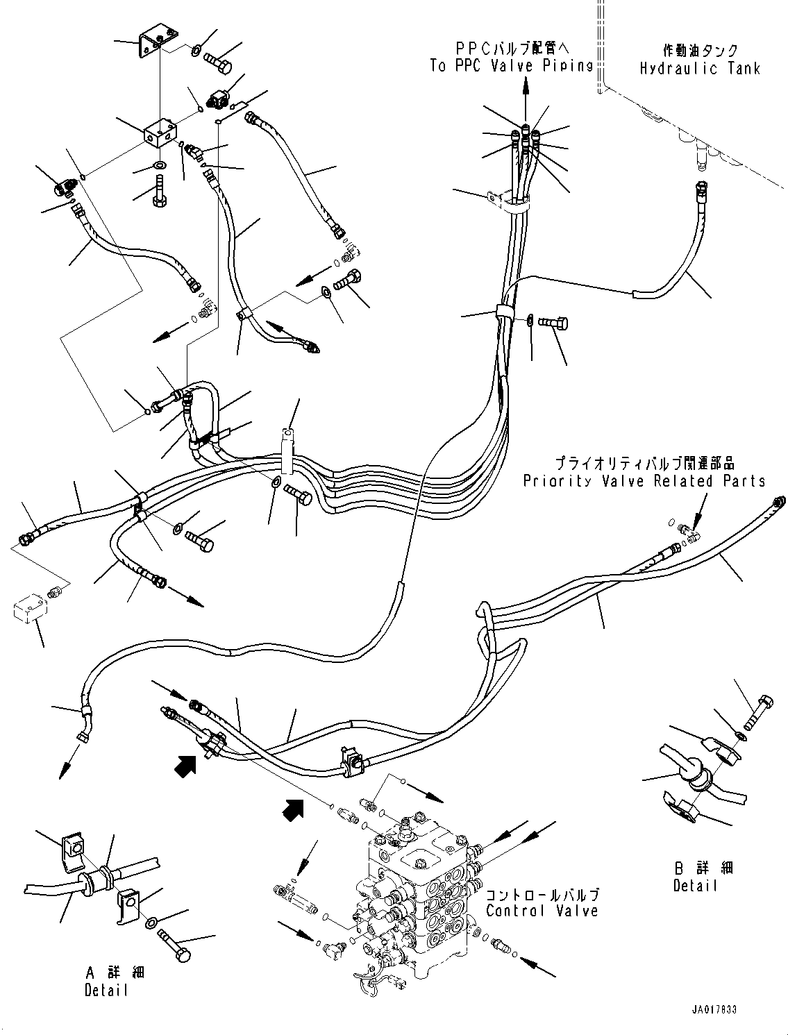 Wheel Loaders Komatsu / WA320-8 S/N H70051-UP(WA00019H) / Hydraulic Piping, with High Lift Boom, without Quick Coupler, Shuttle Valve (1/3)(H026010 : H4200-016009)