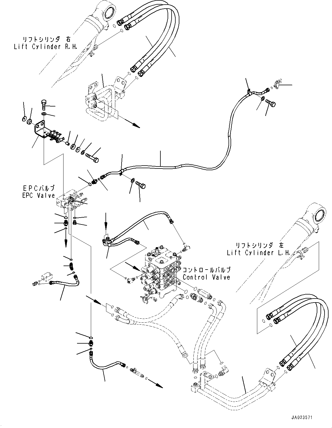 Wheel Loaders Komatsu / WA320-8 S/N H70051-UP(WA00019H) / Hydraulic Piping, with High Lift Boom, without Quick Coupler, EPC Valve Piping(H026016 : H4200-016015)