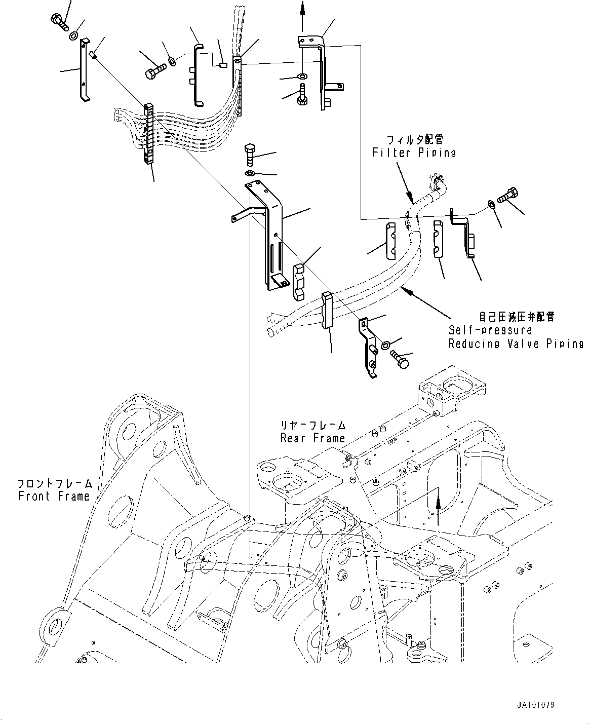 Wheel Loaders Komatsu / WA320-8 S/N H70051-UP(WA00019H) / Hydraulic Piping, with Quick Coupler, without Boom Piping, Piping Mounting (1/2) (#H70051-H70133)(H012007 : H4200-002007)