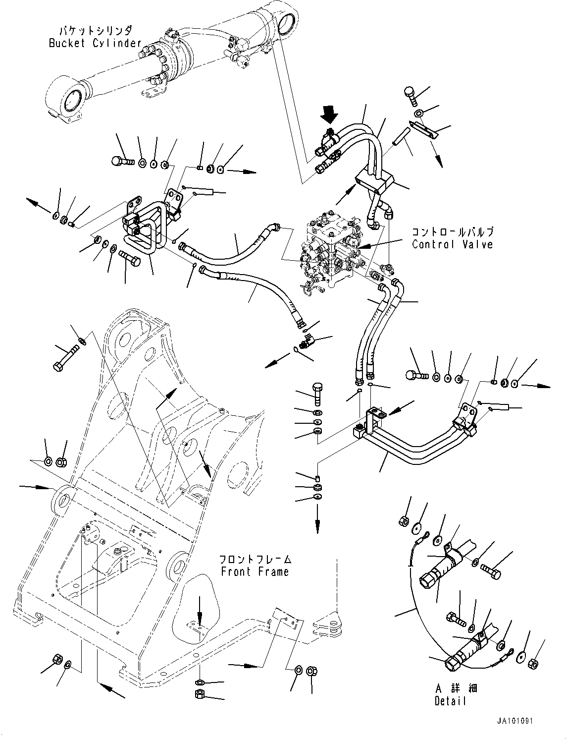Wheel Loaders Komatsu / WA320-8 S/N H70051-UP(WA00019H) / Hydraulic Piping, with Quick Coupler, without Boom Piping, Bucket Cylinder Piping (#H70051-)(H012008 : H4200-002008)