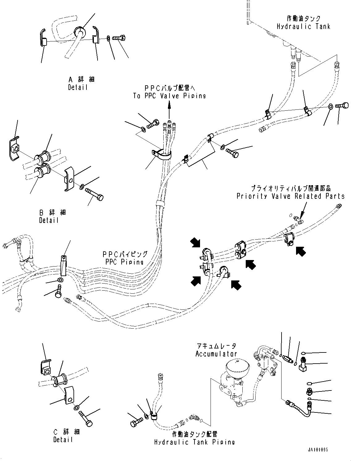 Wheel Loaders Komatsu / WA320-8 S/N H70051-UP(WA00019H) / Hydraulic Piping, with Quick Coupler, without Boom Piping, Piping Mounting (2/2) (#H70051-)(H012013 : H4200-002013)