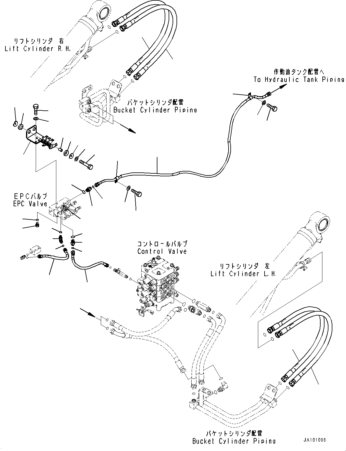 Wheel Loaders Komatsu / WA320-8 S/N H70051-UP(WA00019H) / Hydraulic Piping, with Quick Coupler, without Boom Piping, EPC Valve Piping (#H70051-H70133)(H012015 : H4200-002015)