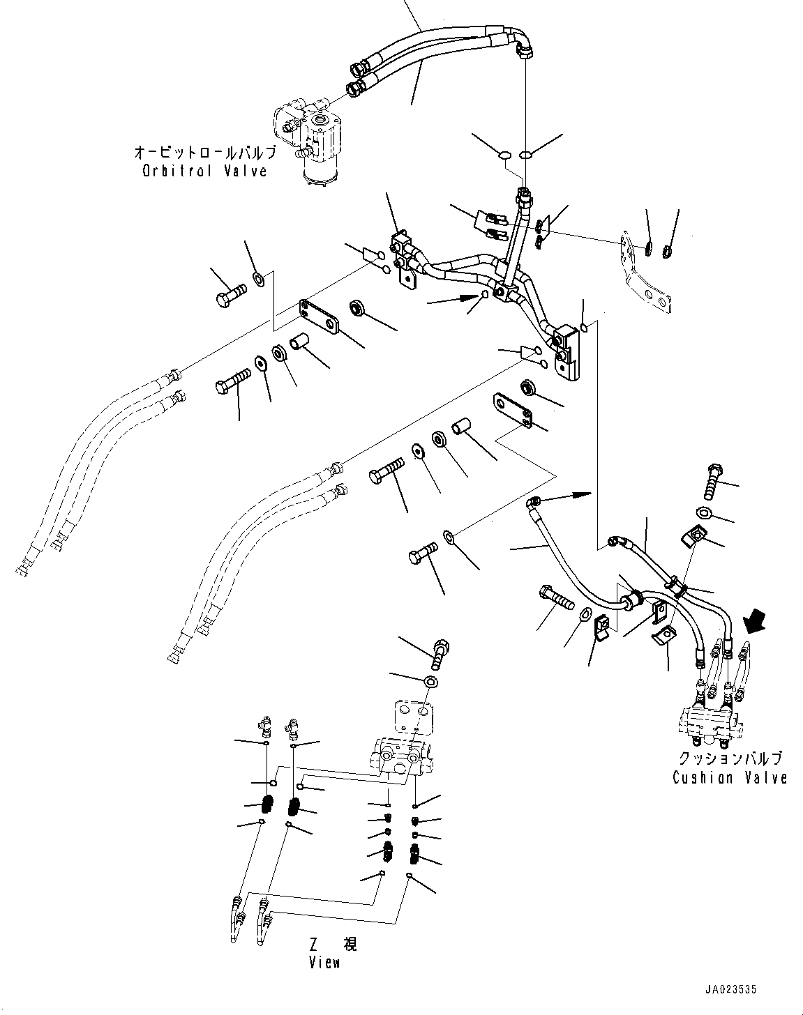 Wheel Loaders Komatsu / WA320-8 S/N H70051-UP(WA00019H) / Hydraulic Piping, with Loading Boom, with Quick Coupler, without Boom Piping, Delivery Piping (#H70051-H70073)(H018003 : H4200-008003)
