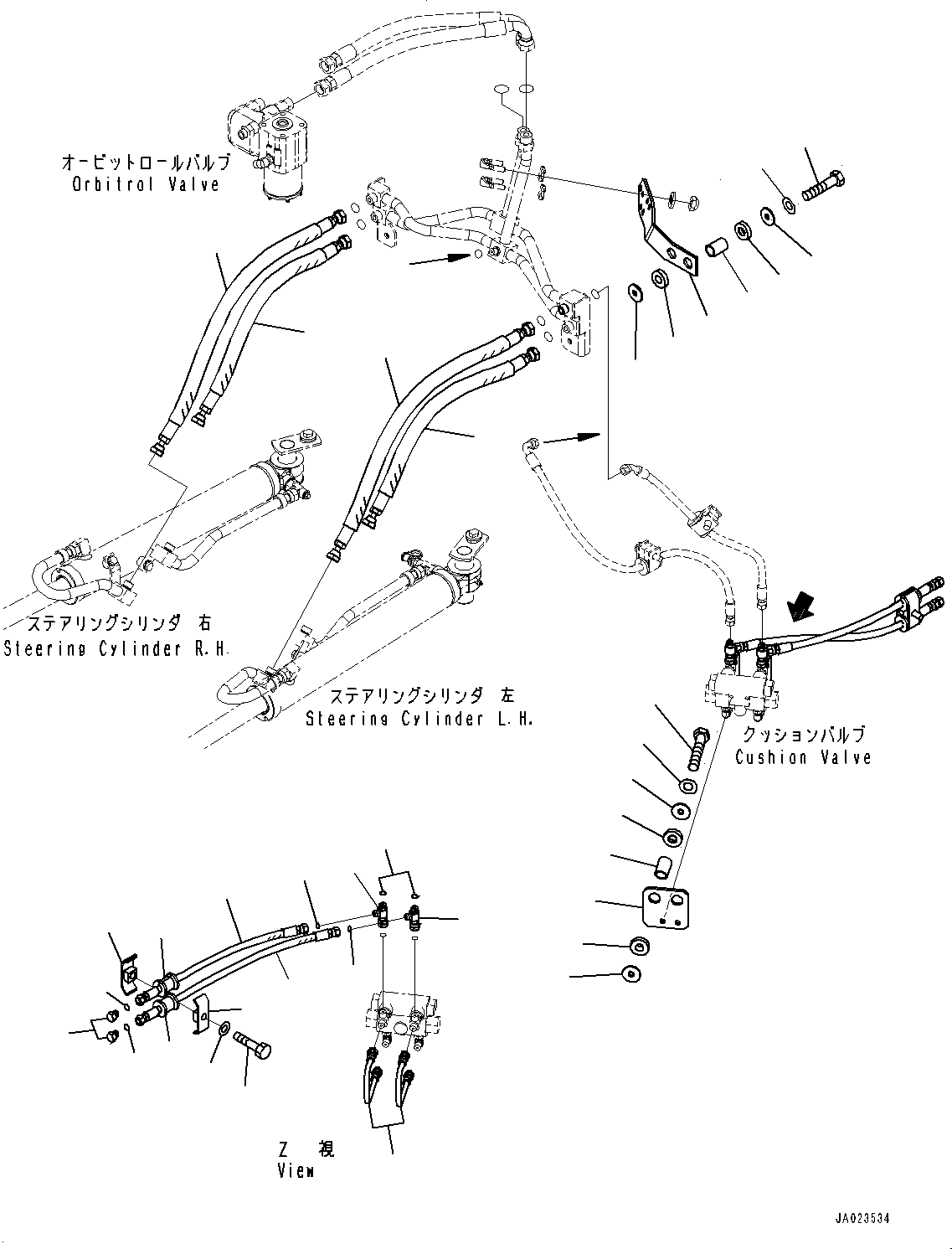 Wheel Loaders Komatsu / WA320-8 S/N H70051-UP(WA00019H) / Hydraulic Piping, with High Lift Boom, without Quick Coupler, Self-pressure Reducing Valve Piping(H026001 : H4200-016001)