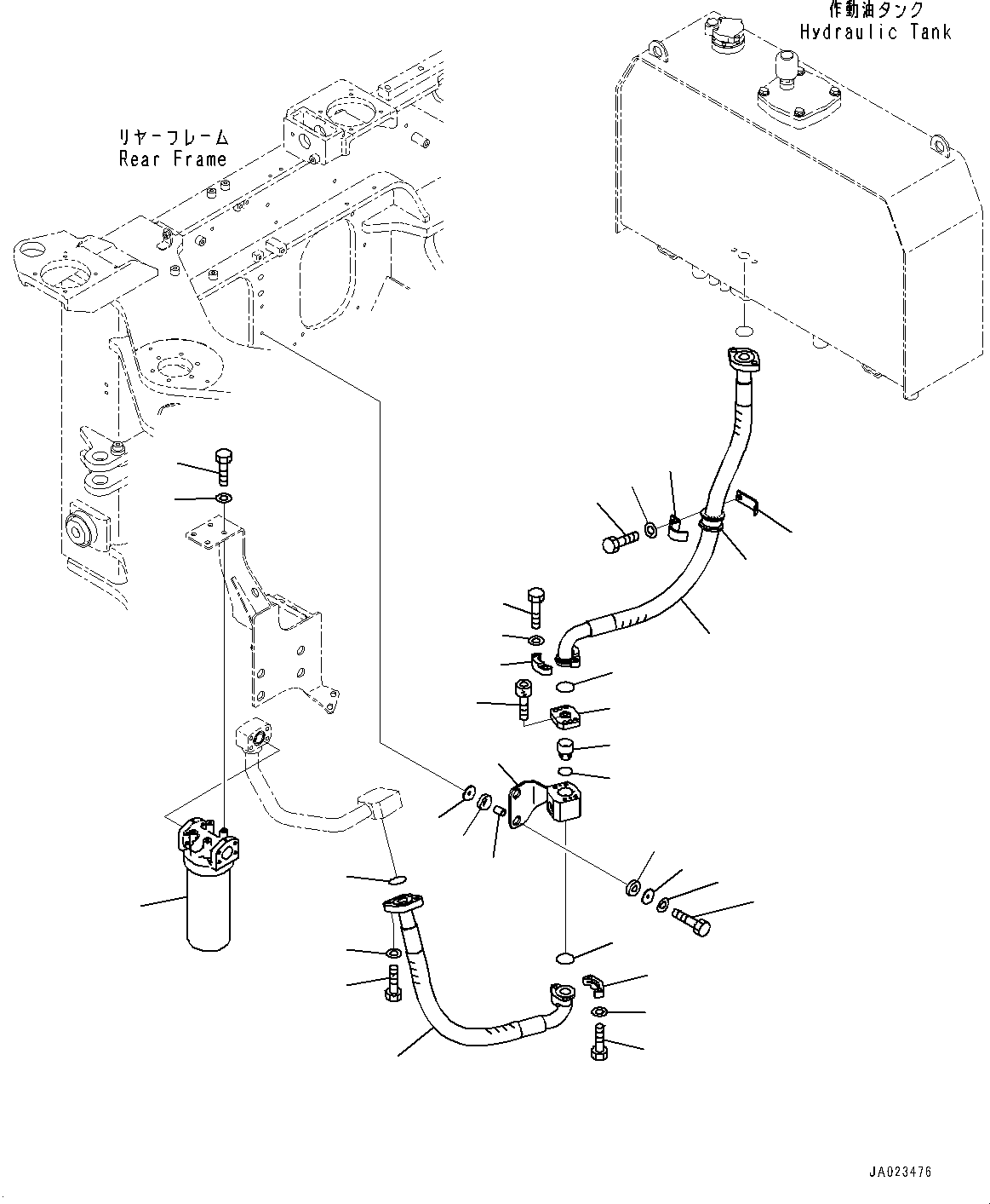 Wheel Loaders Komatsu / WA320-8 S/N H70051-UP(WA00019H) / Hydraulic Piping, with High Lift Boom, without Quick Coupler, Filter Piping(H026005 : H4200-016004)