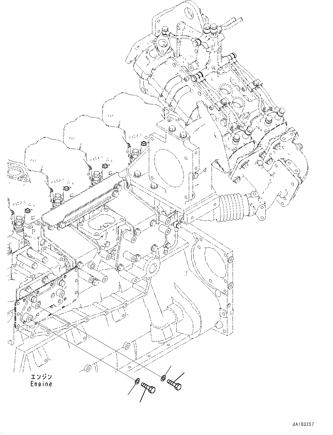Wheel Loaders Komatsu / WA500-8E0 S/N H50151-UP(WA00037H) / Engine Mounting, Bolt(B001003 : B0100-001003)