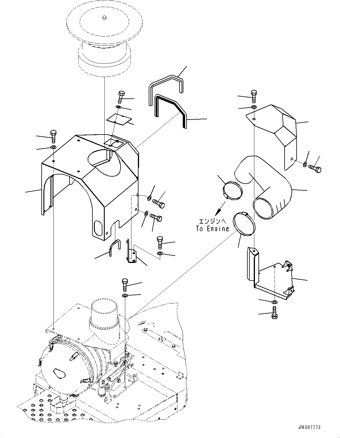Wheel Loaders Komatsu / WA500-8E0 S/N H50151-UP(WA00037H) / Air Intake Unit, Air Cleaner Mounting(B002004 : B0110-001004)