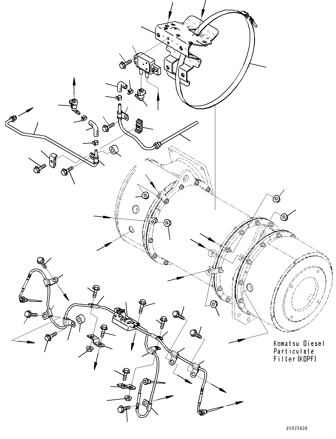 Wheel Loaders Komatsu / WA500-8E0 S/N H50151-UP(WA00037H) / Exhaust, Without Brake Oil Cooling System, Inner Parts, Komatsu Diesel Particulate Filter (KDPF) (2/2)(B004004 : B0300-001004)