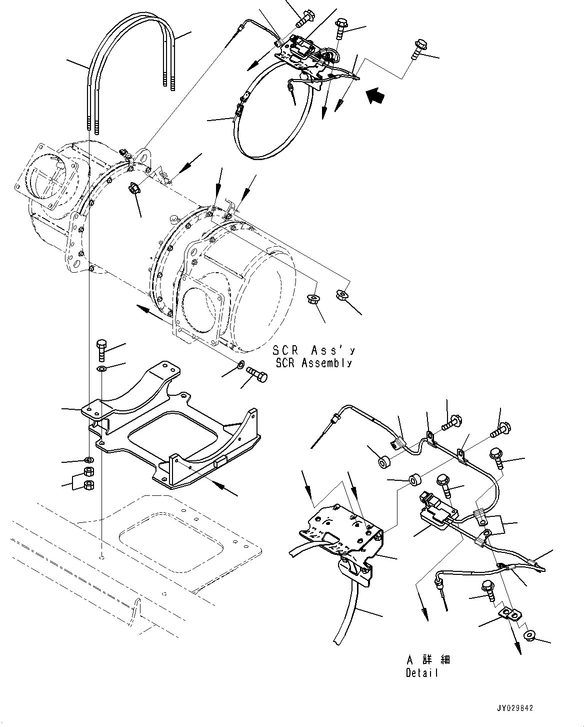 Wheel Loaders Komatsu / WA500-8E0 S/N H50151-UP(WA00037H) / Exhaust, Without Brake Oil Cooling System, SCR Assembly Mounting(B004007 : B0300-001007)