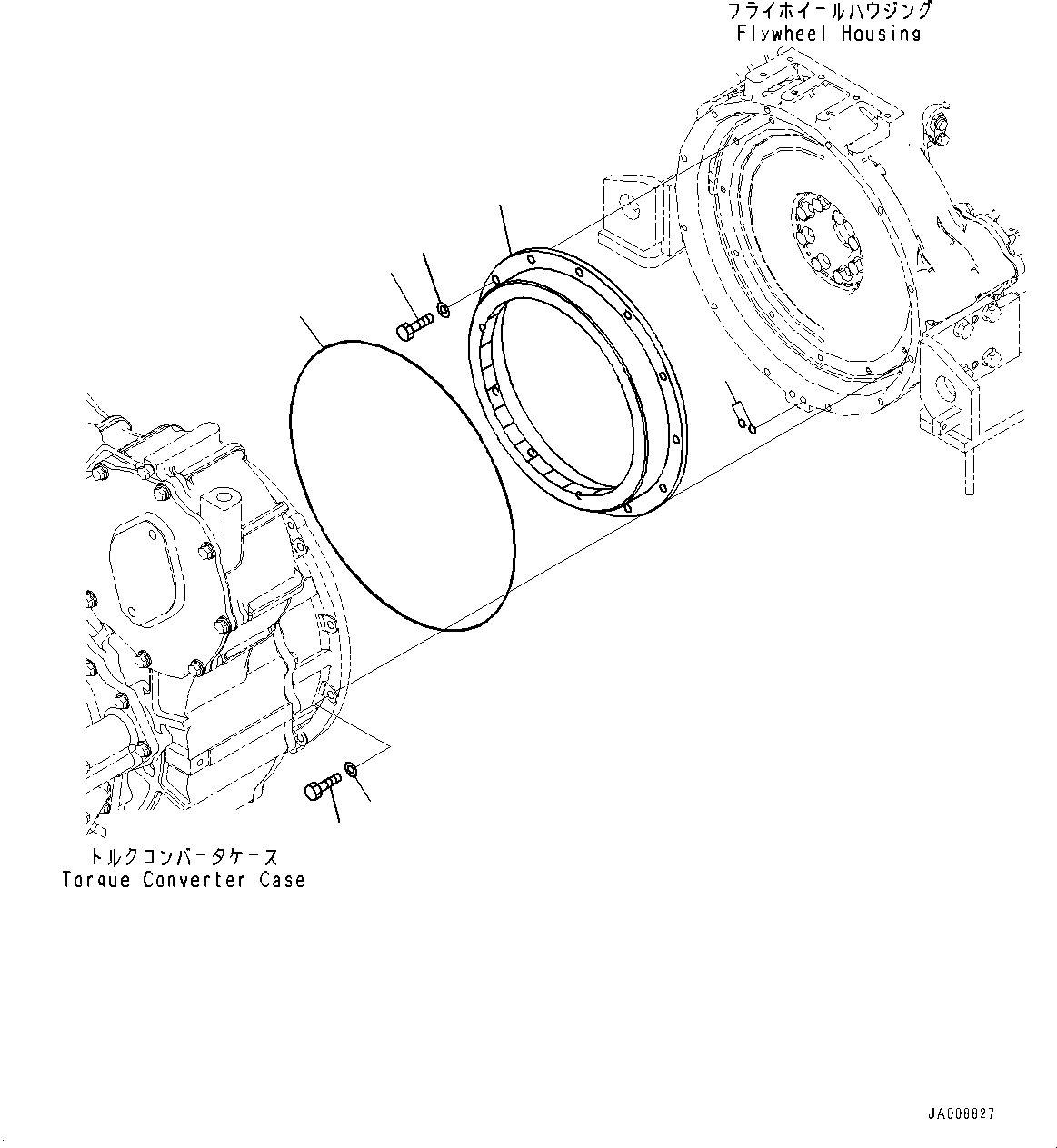 Wheel Loaders Komatsu / WA500-8E0 S/N H50151-UP(WA00037H) / Engine and Torque Converter Joint(B006001 : B0600-001001)