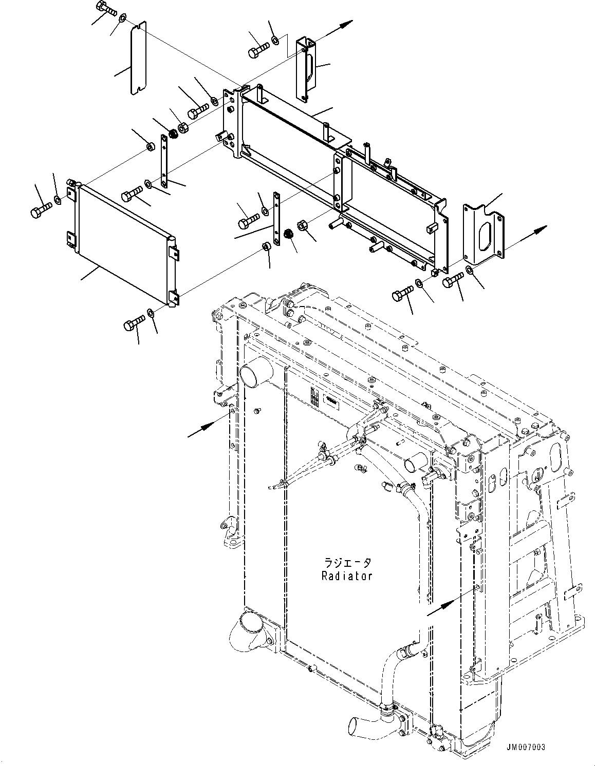 Wheel Loaders Komatsu / WA500-8E0 S/N H50151-UP(WA00037H) / Radiator, Without Brake Oil Cooling System, Air Conditioner Condenser Unit(C001003 : C0110-001003)
