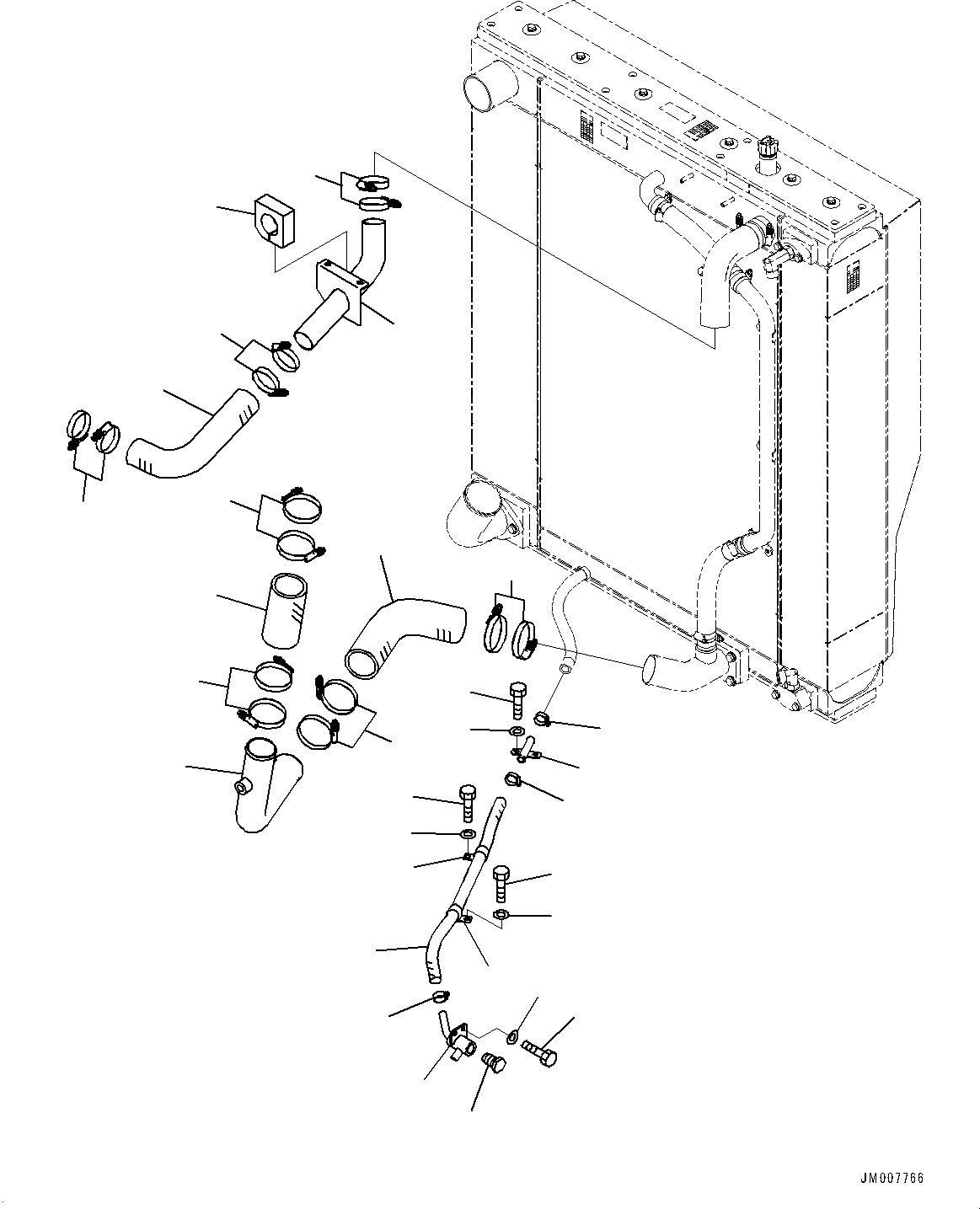 Wheel Loaders Komatsu / WA500-8E0 S/N H50151-UP(WA00037H) / Radiator, Without Brake Oil Cooling System, Piping(C001005 : C0110-001005)