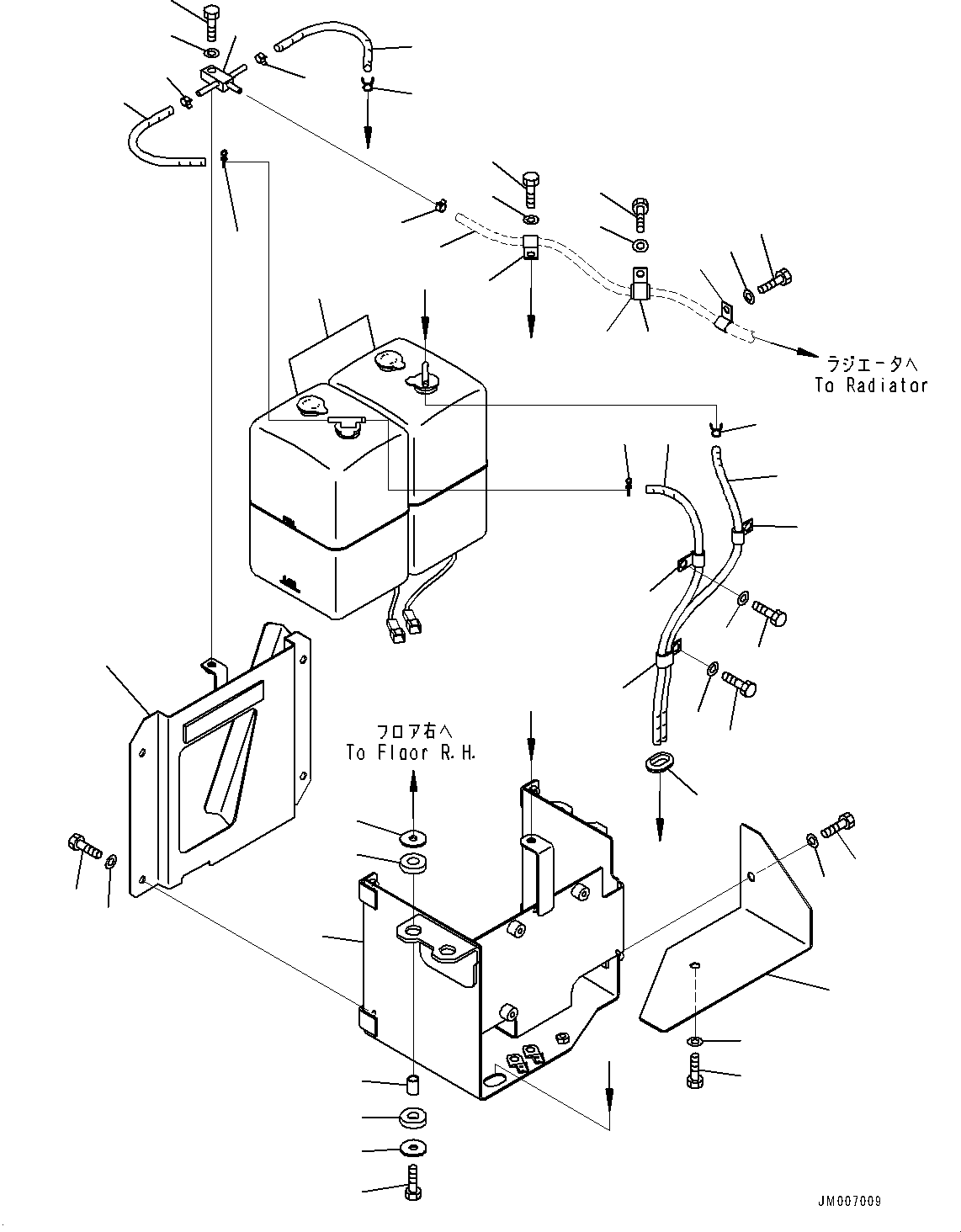 Wheel Loaders Komatsu / WA500-8E0 S/N H50151-UP(WA00037H) / Radiator, Without Brake Oil Cooling System, Reservoir Tank(C001007 : C0110-001007)