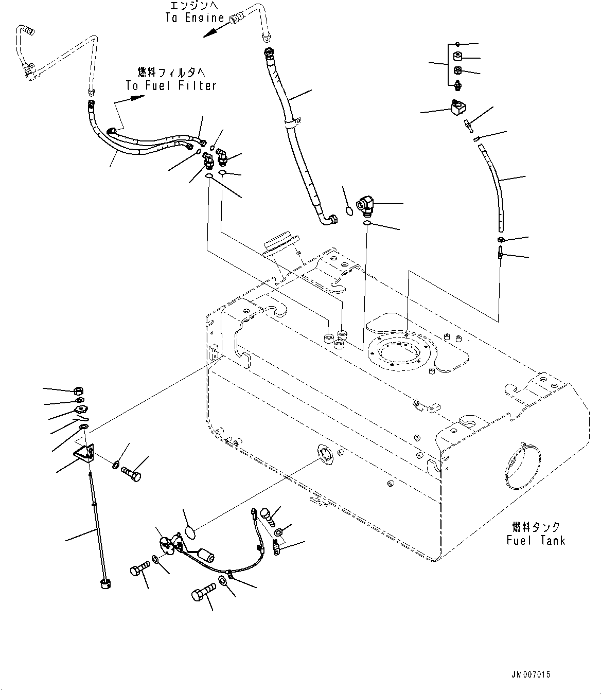 Wheel Loaders Komatsu / WA500-8E0 S/N H50151-UP(WA00037H) / Fuel Tank, Without Fuel Quick Charge System, Piping(D001002 : D0100-001002)