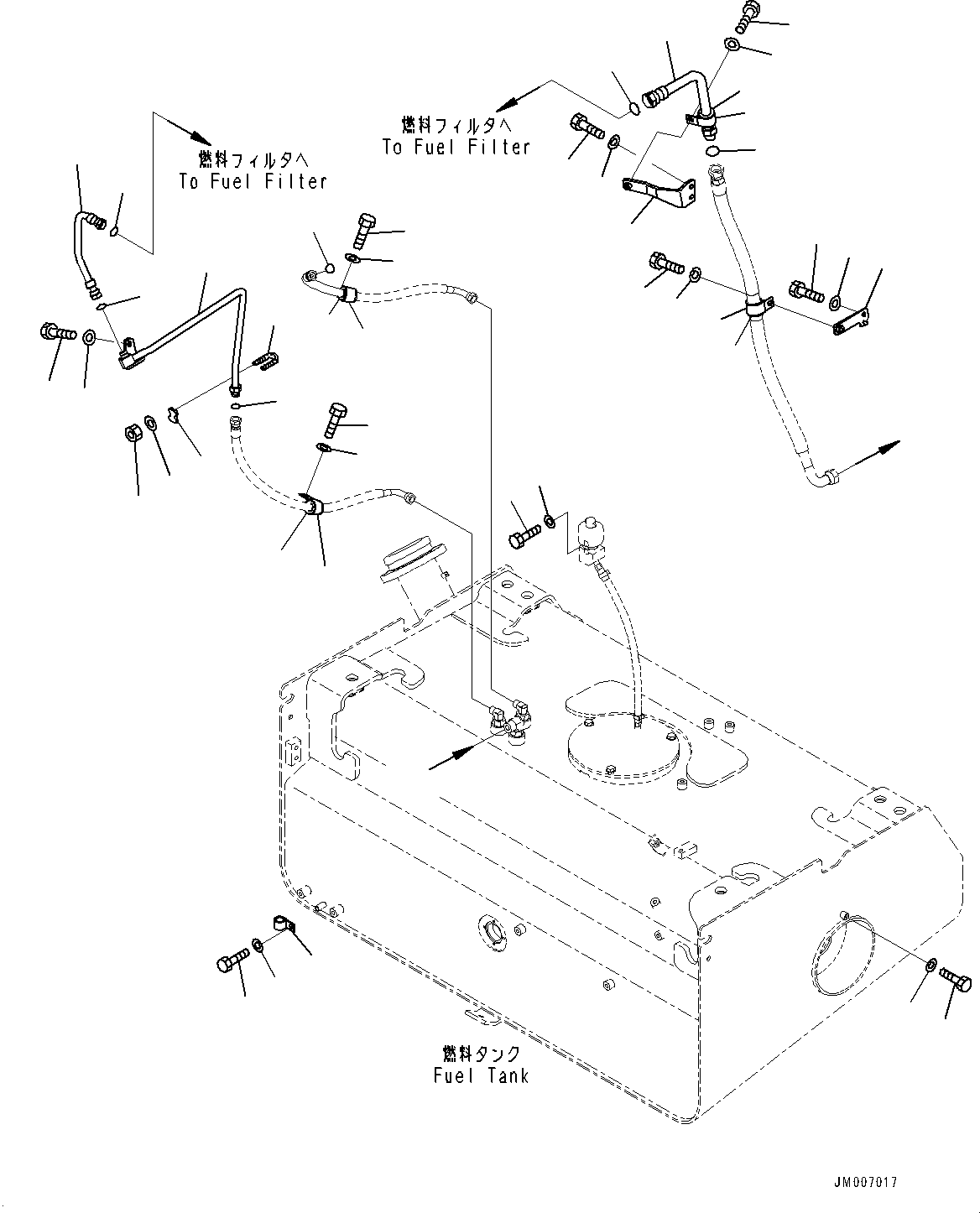 Wheel Loaders Komatsu / WA500-8E0 S/N H50151-UP(WA00037H) / Fuel Tank, Fuel Quick Charge System, Piping Mounting(D002004 : D0100-002004)