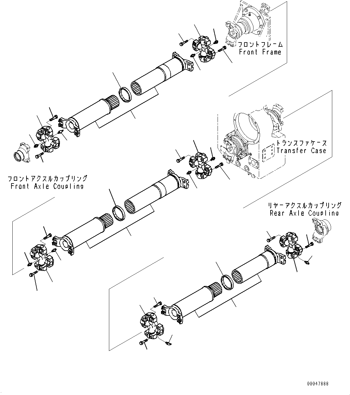 Wheel Loaders Komatsu / WA500-8E0 S/N H50151-UP(WA00037H) / Propeller Shaft (1/2)(F001001 : F4200-001001)
