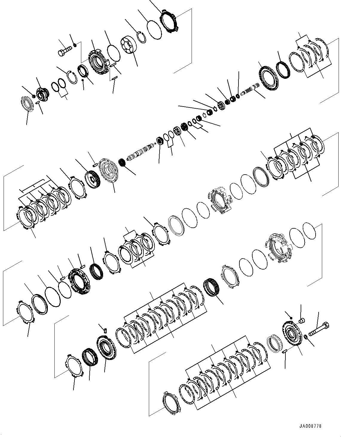Wheel Loaders Komatsu / WA500-8E0 S/N H50151-UP(WA00037H) / Torque Converter and Transmission, 1st and 2nd Housing(F002008 : F4300-001008)