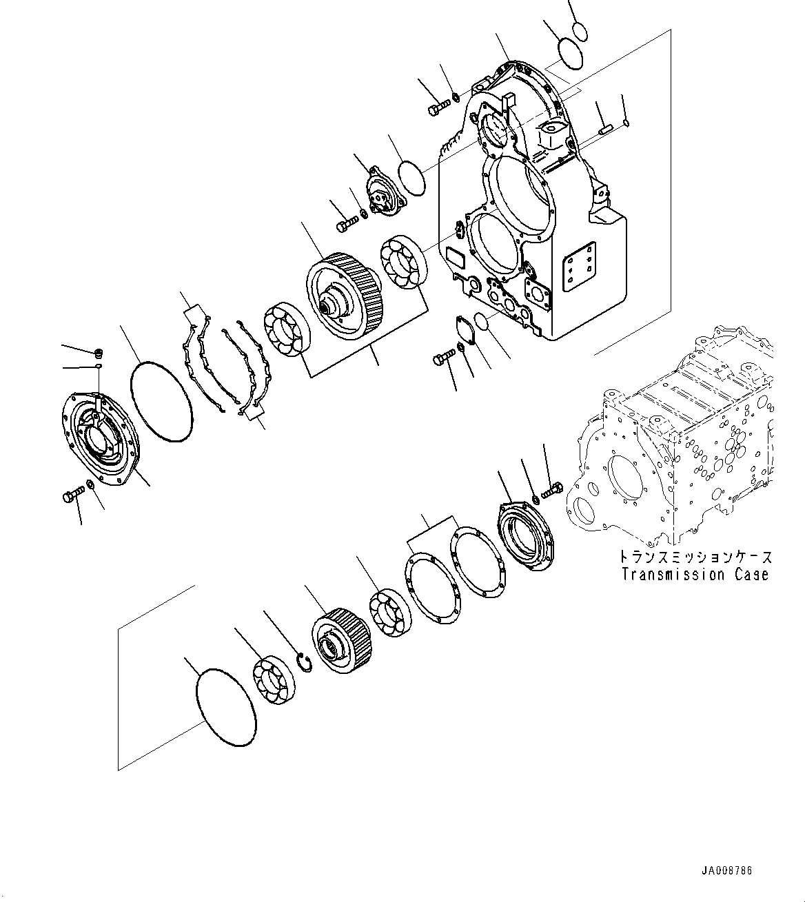 Wheel Loaders Komatsu / WA500-8E0 S/N H50151-UP(WA00037H) / Torque Converter and Transmission, Transfer Case(F002016 : F4300-001016)